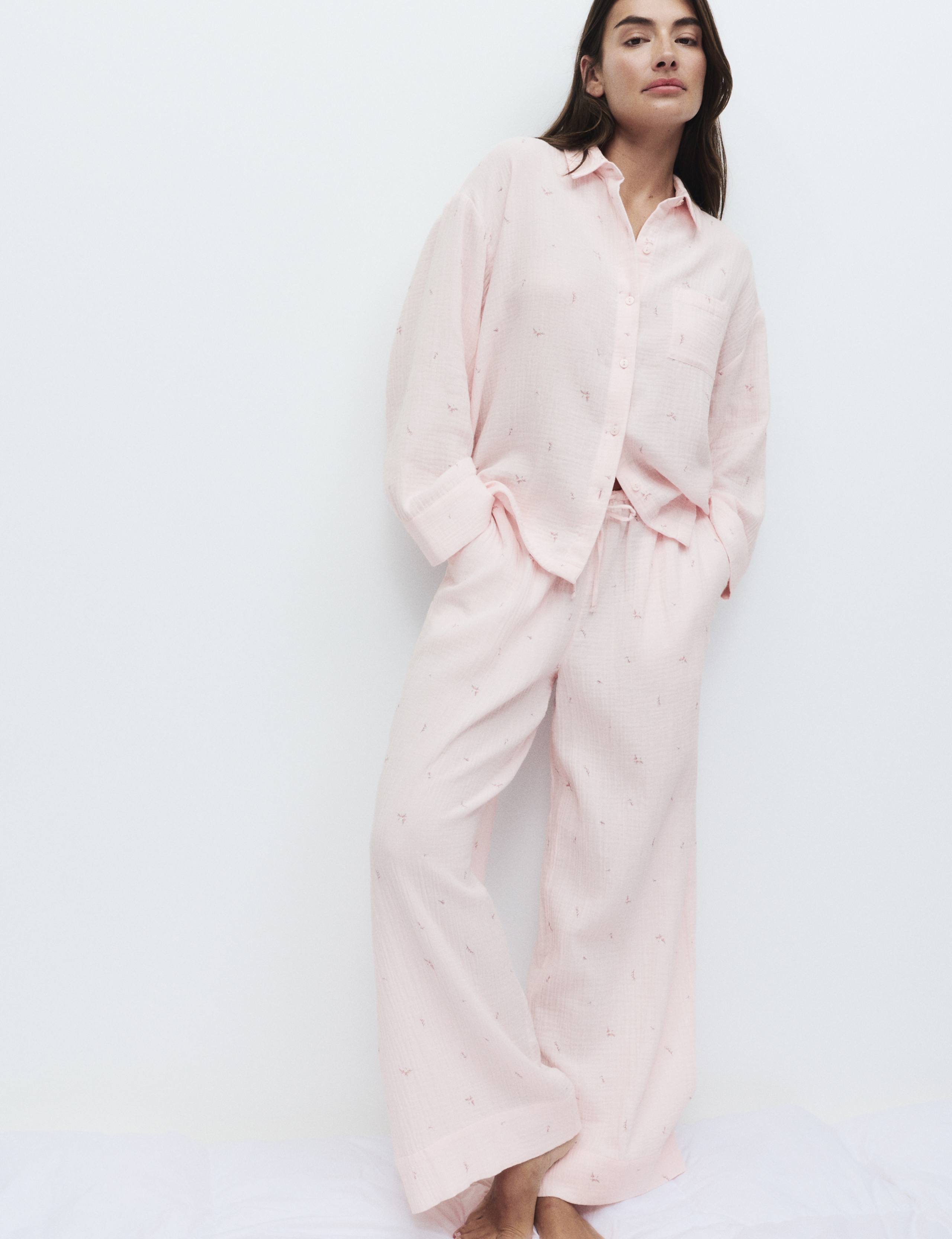 Pure Cotton Muslin Floral Pyjama Set 4 of 6