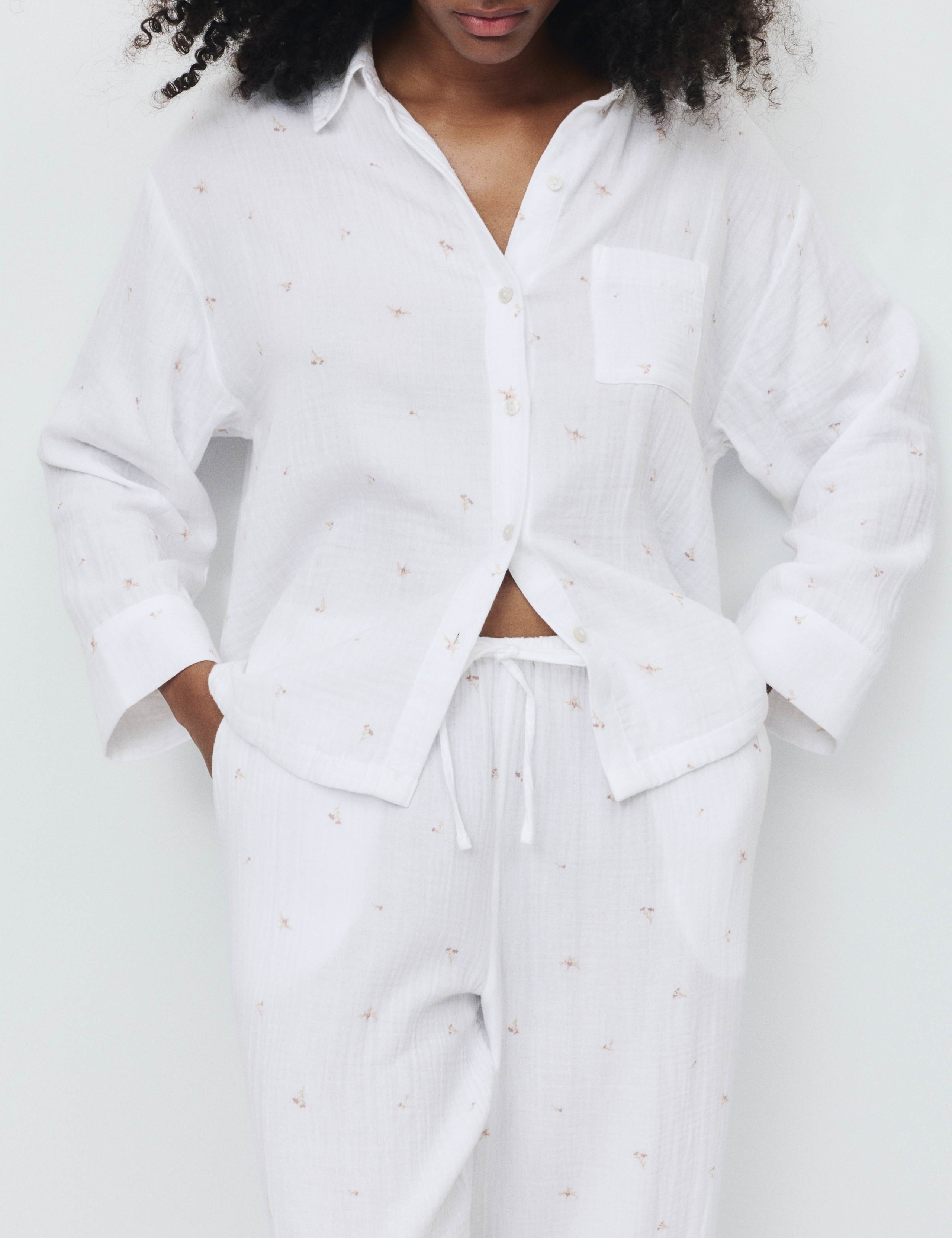 Pure Cotton Muslin Floral Pyjama Set 3 of 6