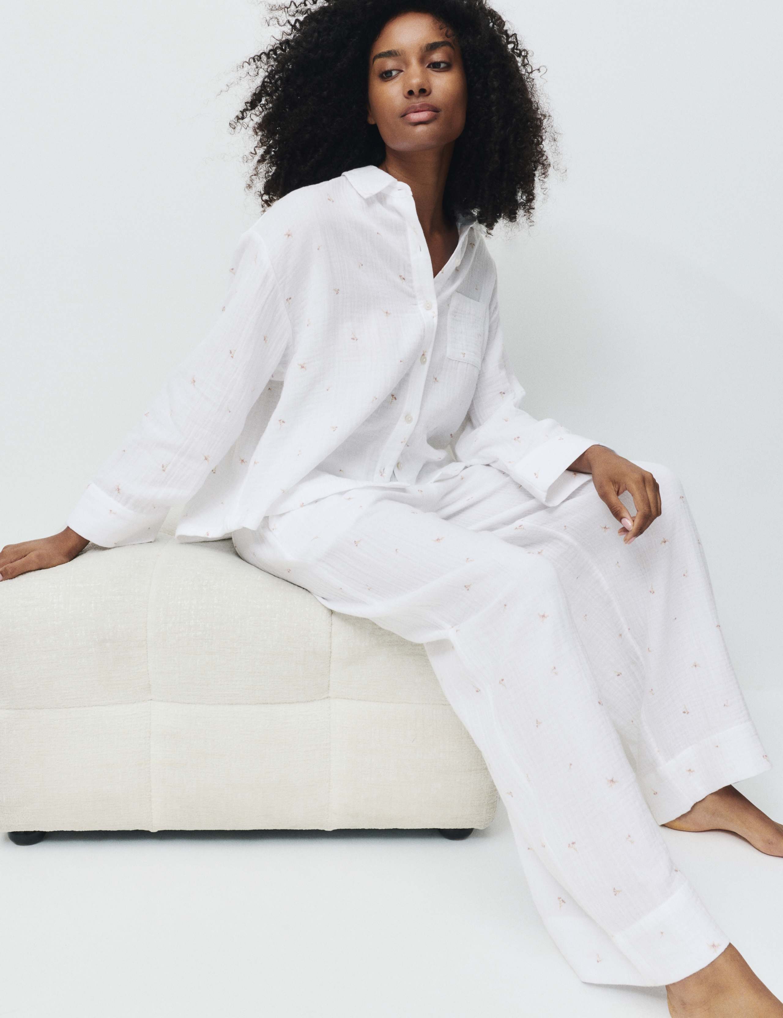 Pure Cotton Muslin Floral Pyjama Set 5 of 6