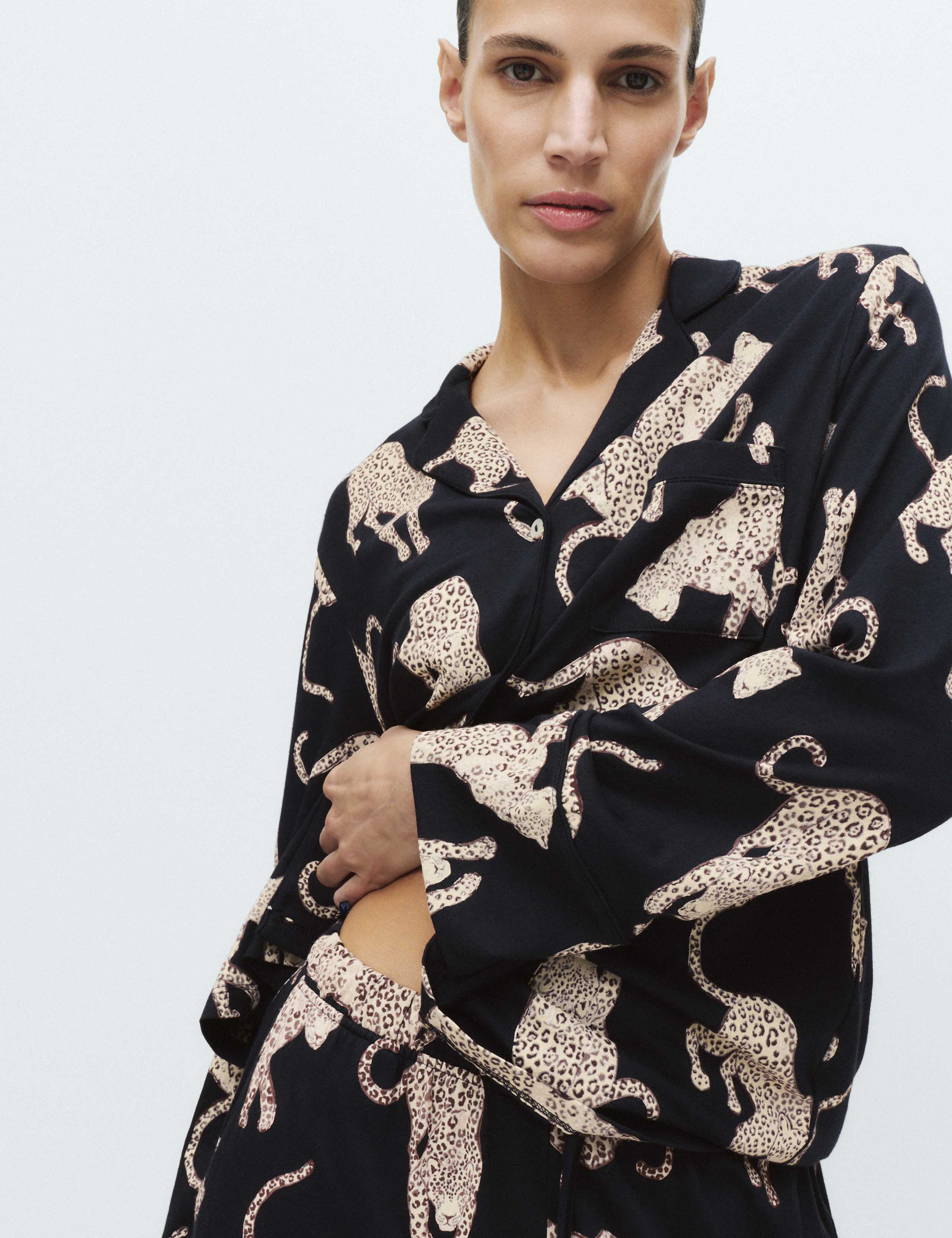 Cotton Modal Printed Revere Pyjama Set 3 of 5