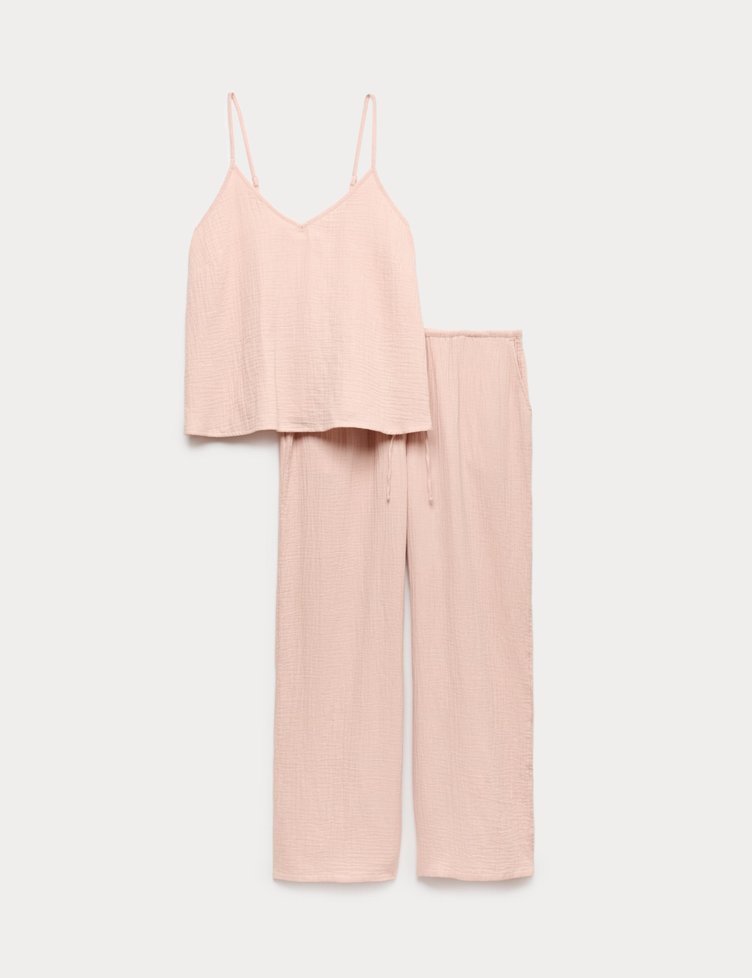Pure Cotton Muslin Cami Pyjama Set 2 of 6