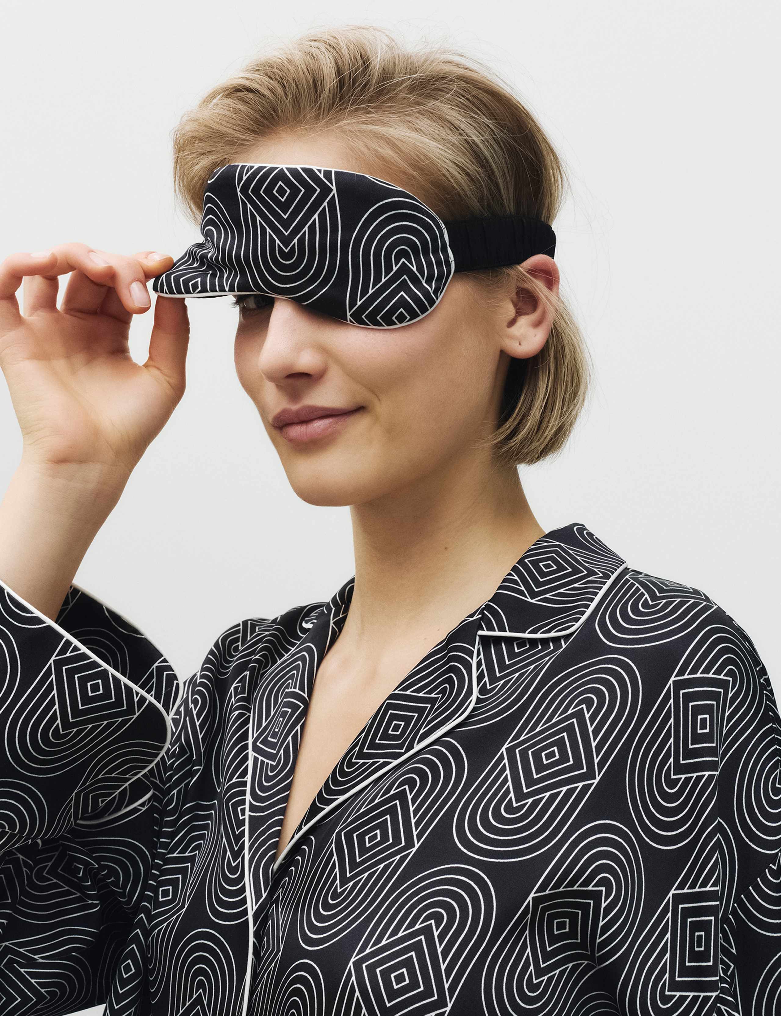 Premium Satin Geometric Revere Pyjama Set 6 of 6