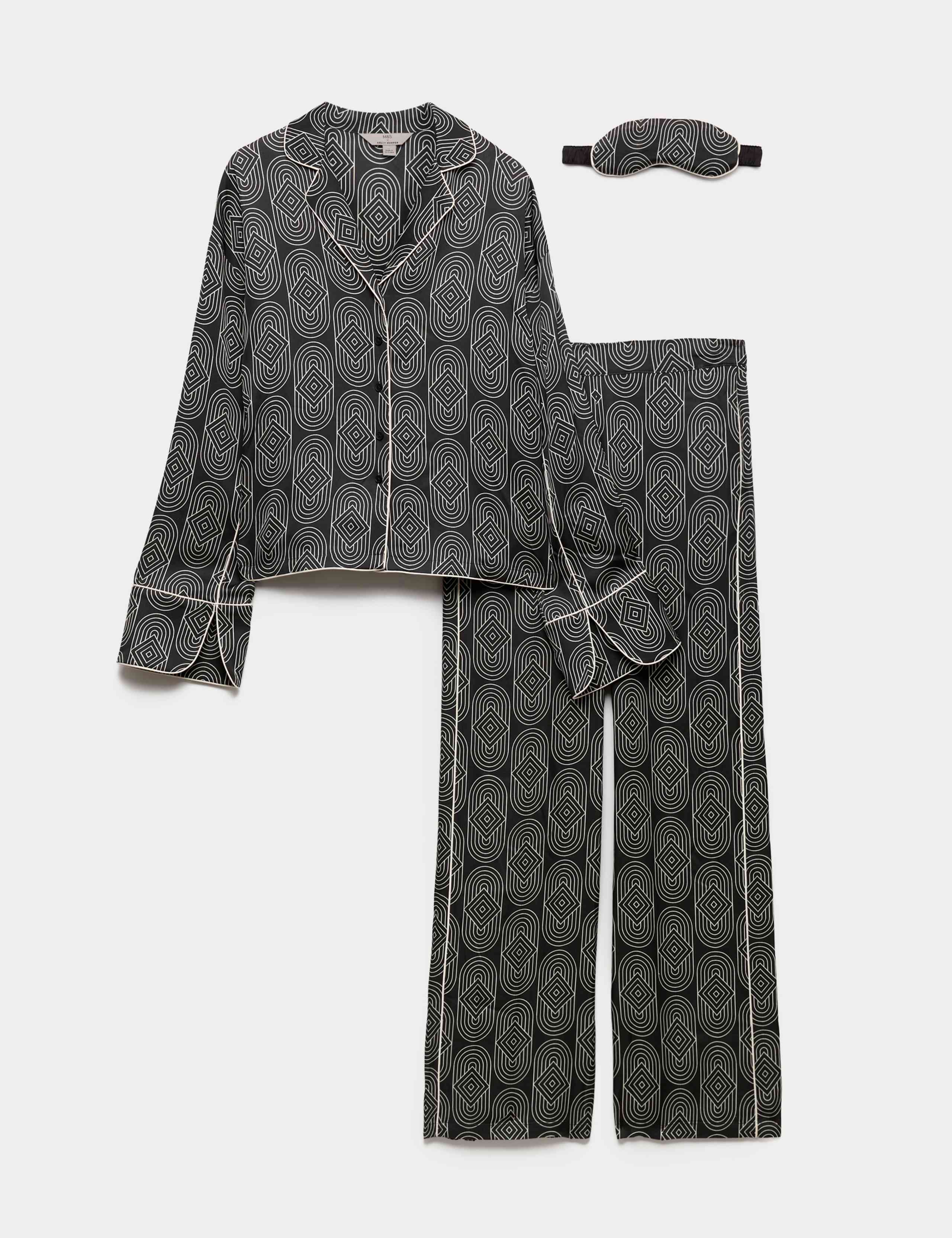Premium Satin Geometric Revere Pyjama Set 2 of 6
