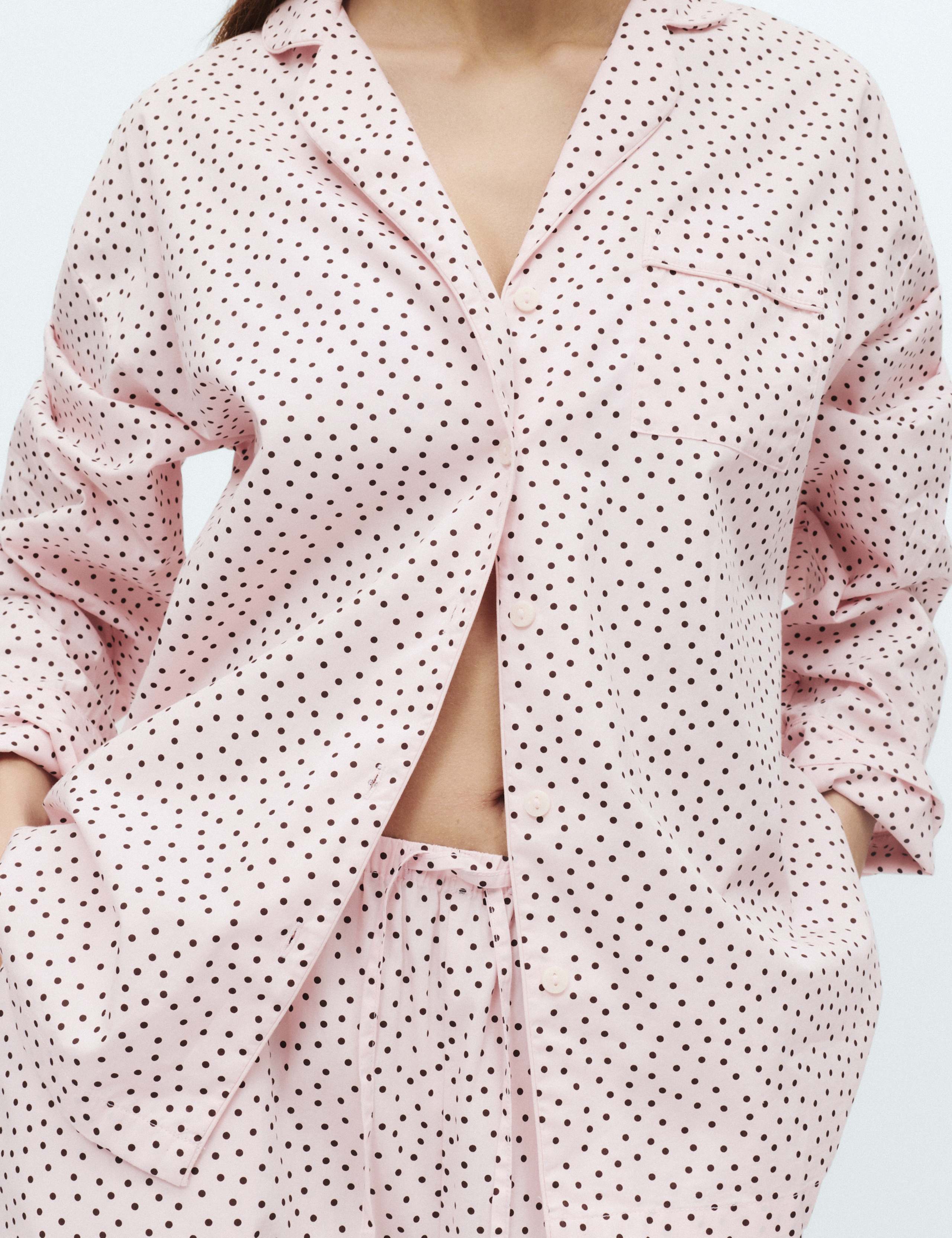 Pure Cotton Polka Dot Revere Pyjama Set 1 of 5