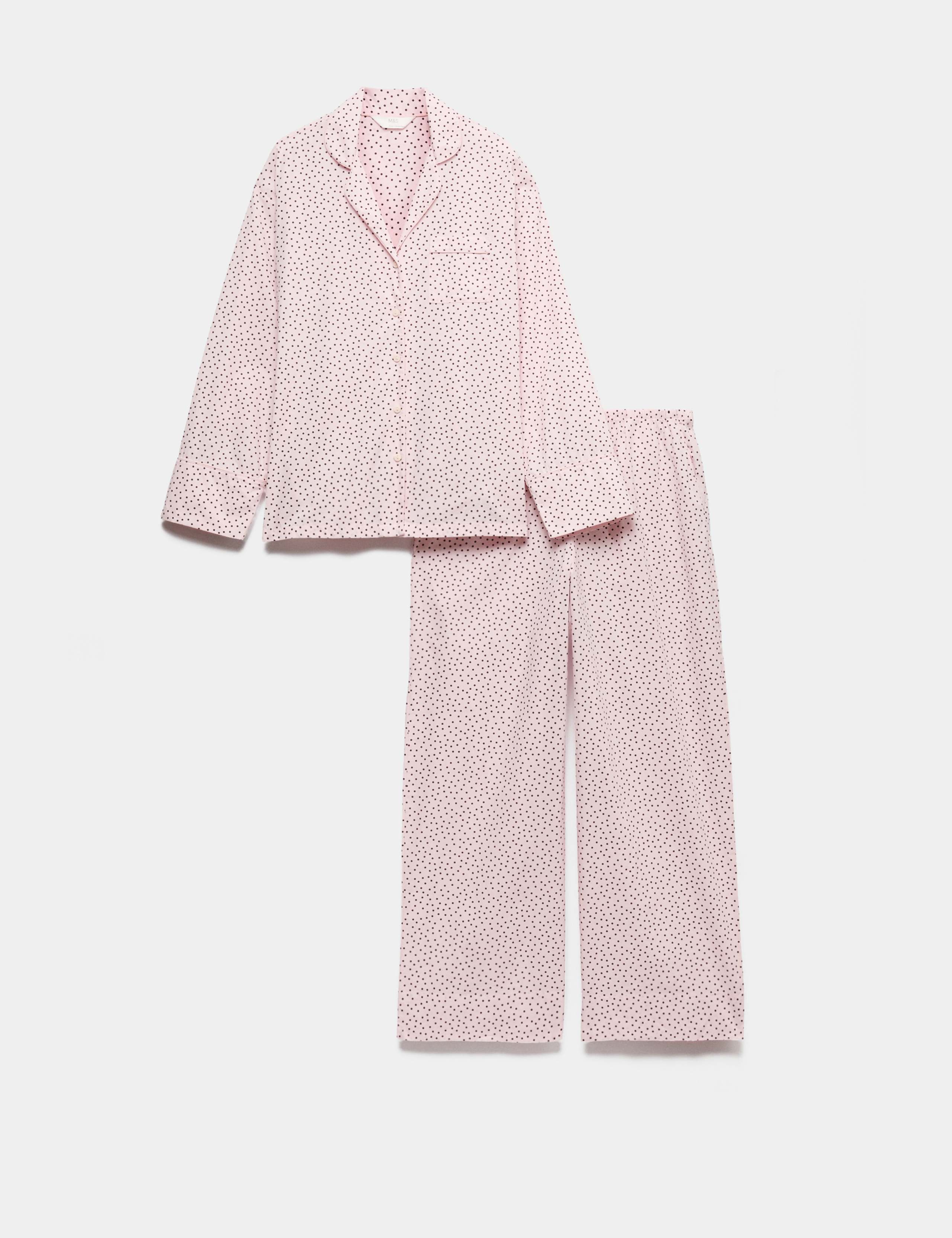 Pure Cotton Polka Dot Revere Pyjama Set 2 of 5
