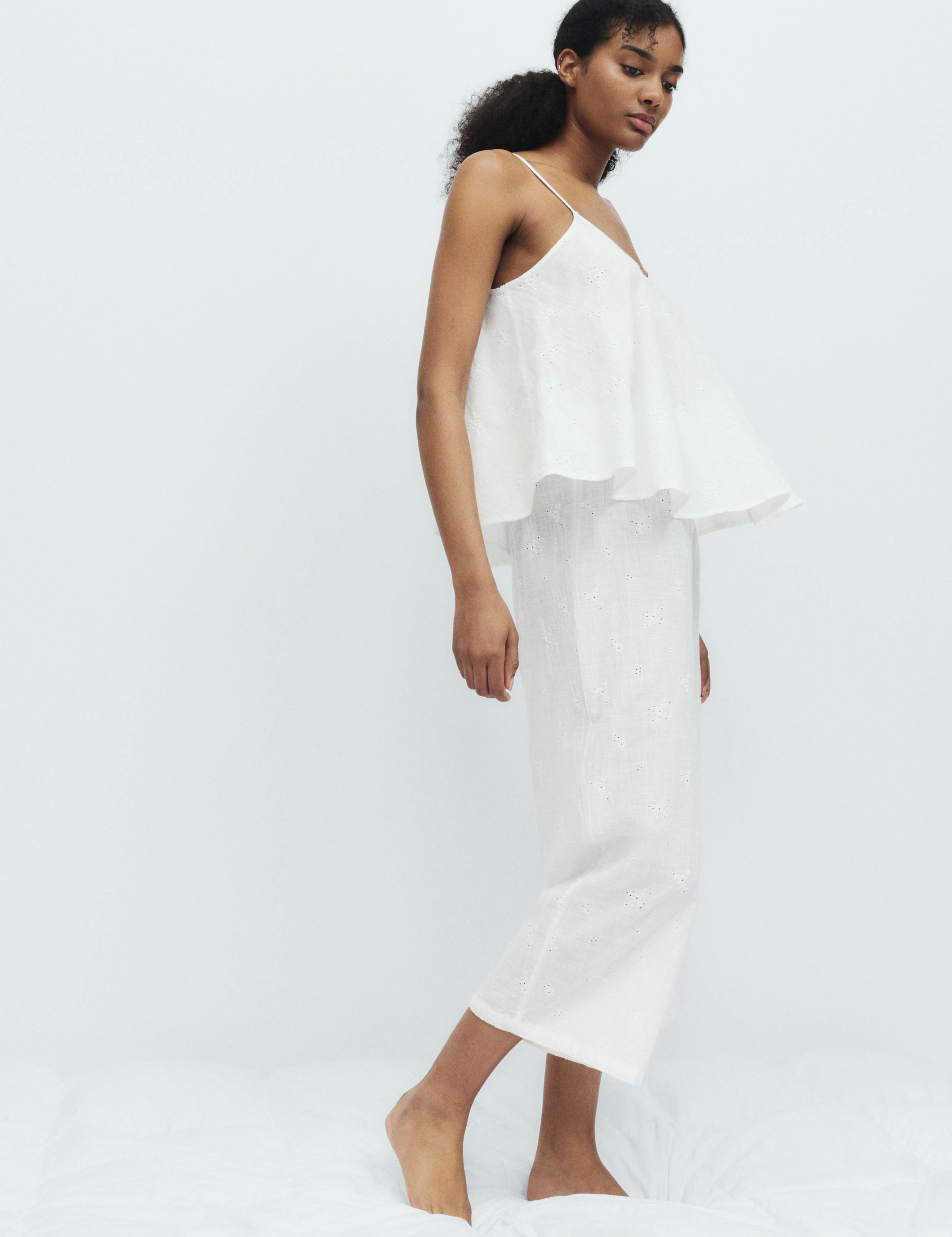 Voile Embroidered Cropped Cami Pyjama Set 6 of 6