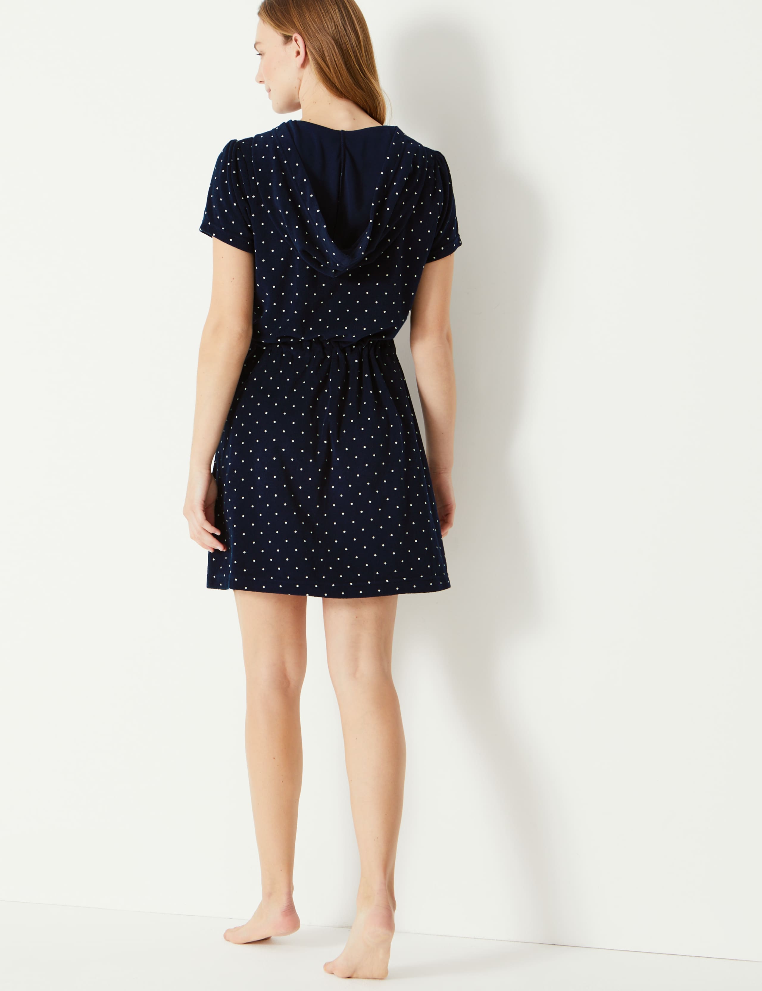 Terry Dotted Zip-up Short Dressing Gown 3 of 4