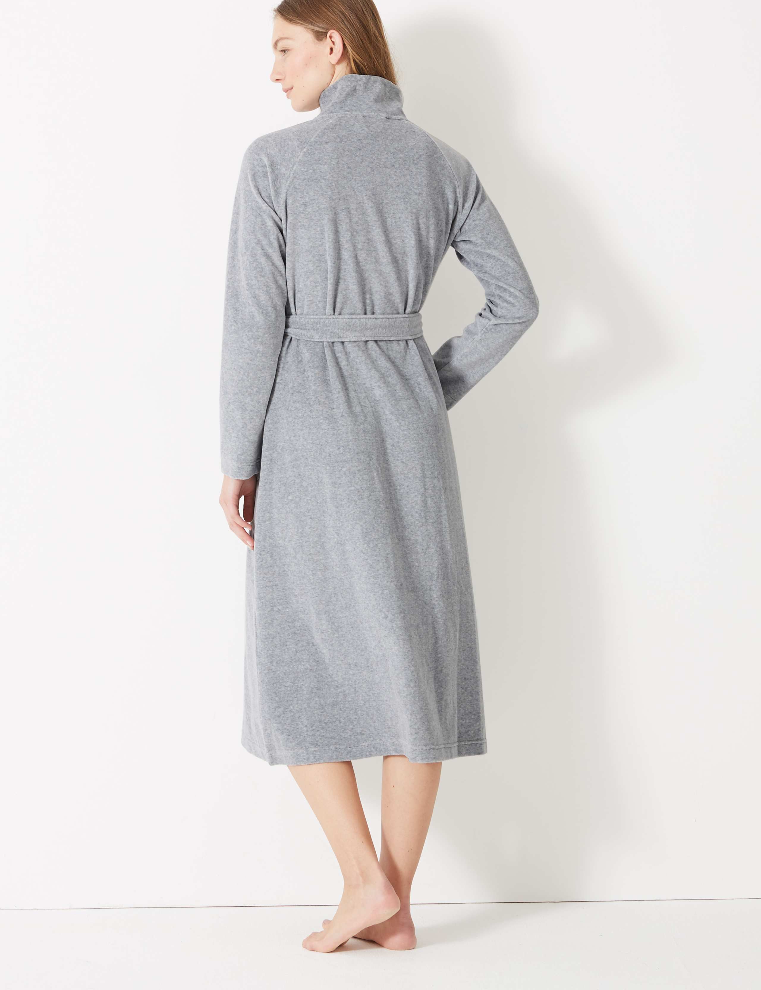 Velour Funnel Neck Zip-up Dressing Gown 3 of 4