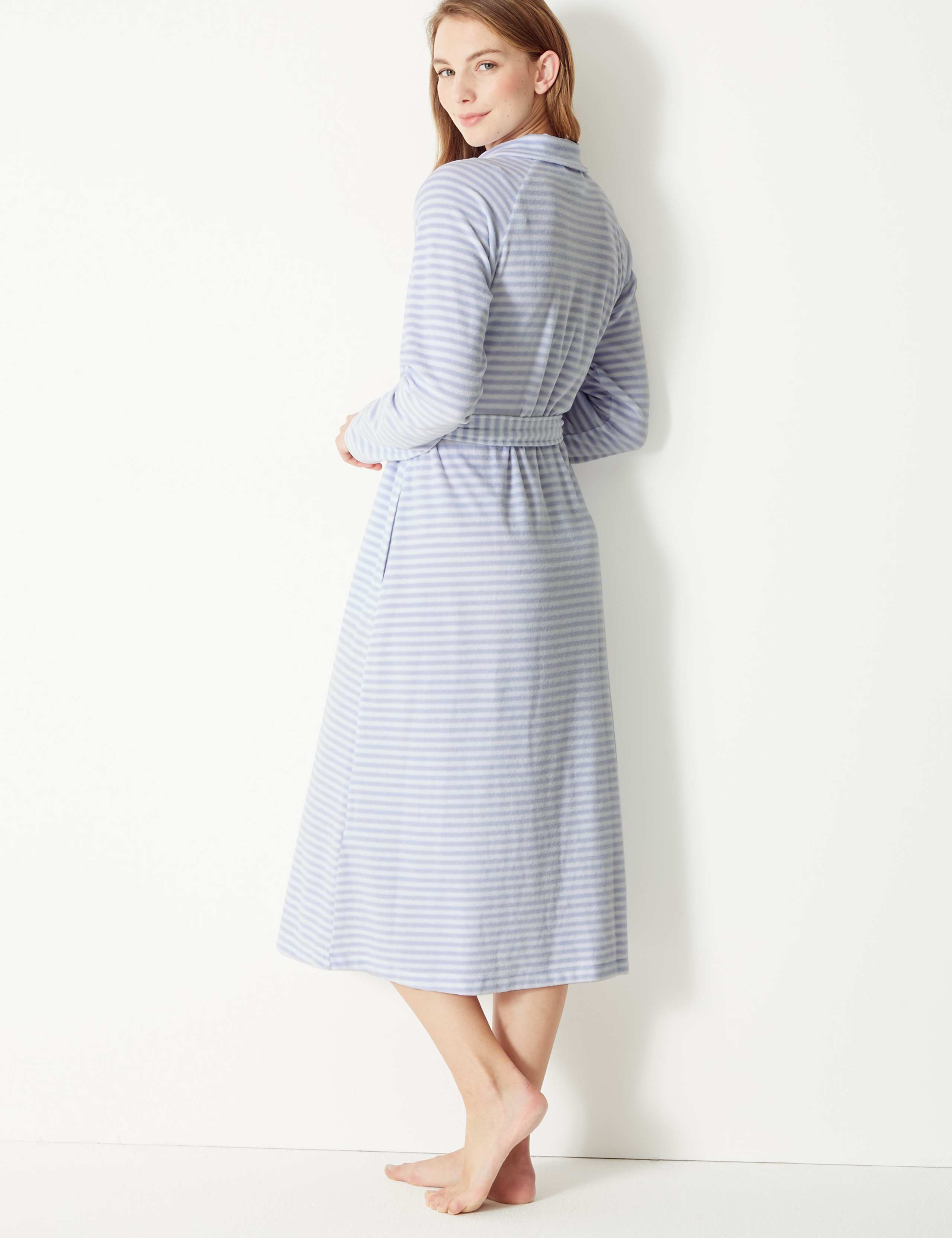 Velour Striped Zip-up Dressing Gown 4 of 4