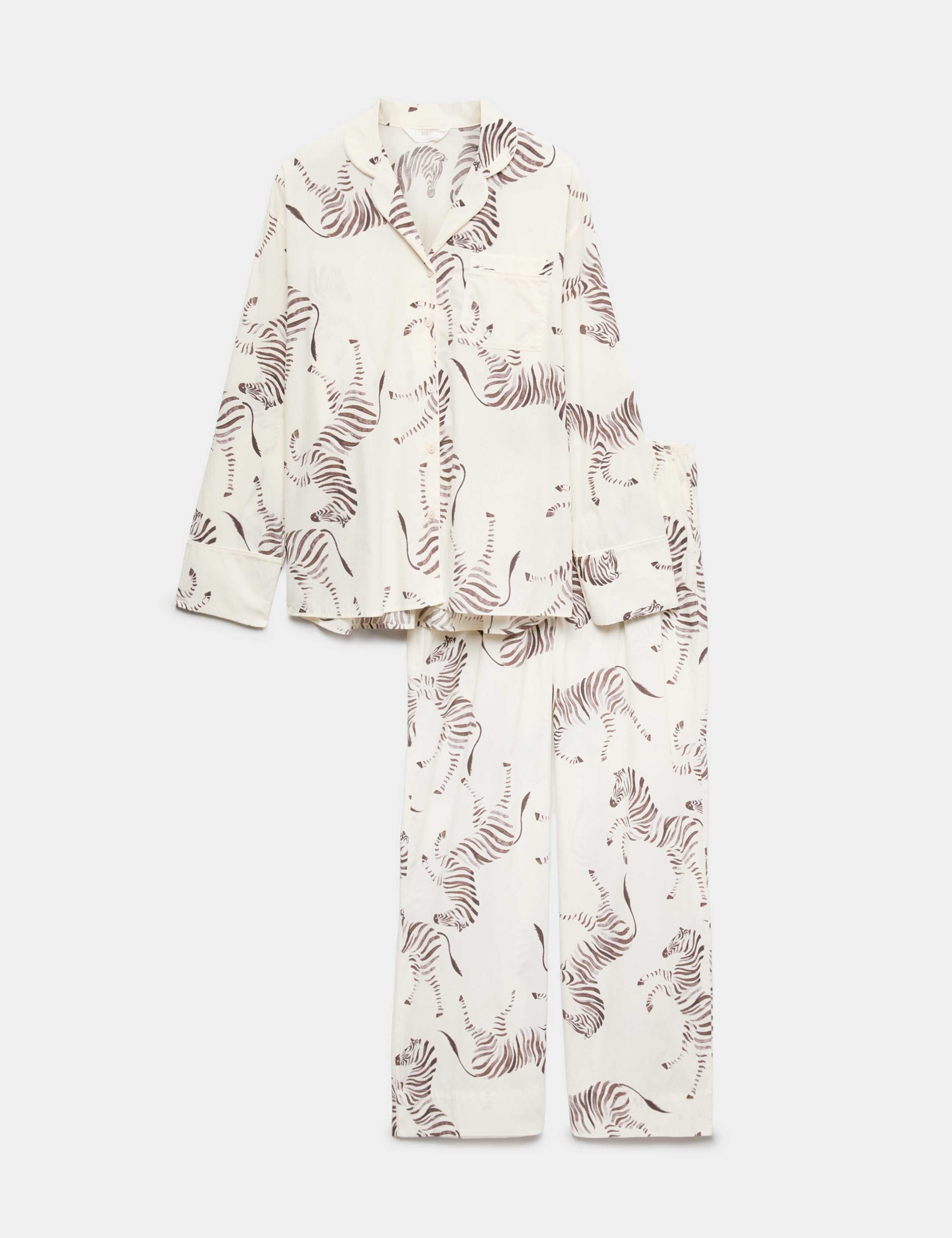 Pure Cotton Poplin Zebra Revere Pyjama Set 2 of 5