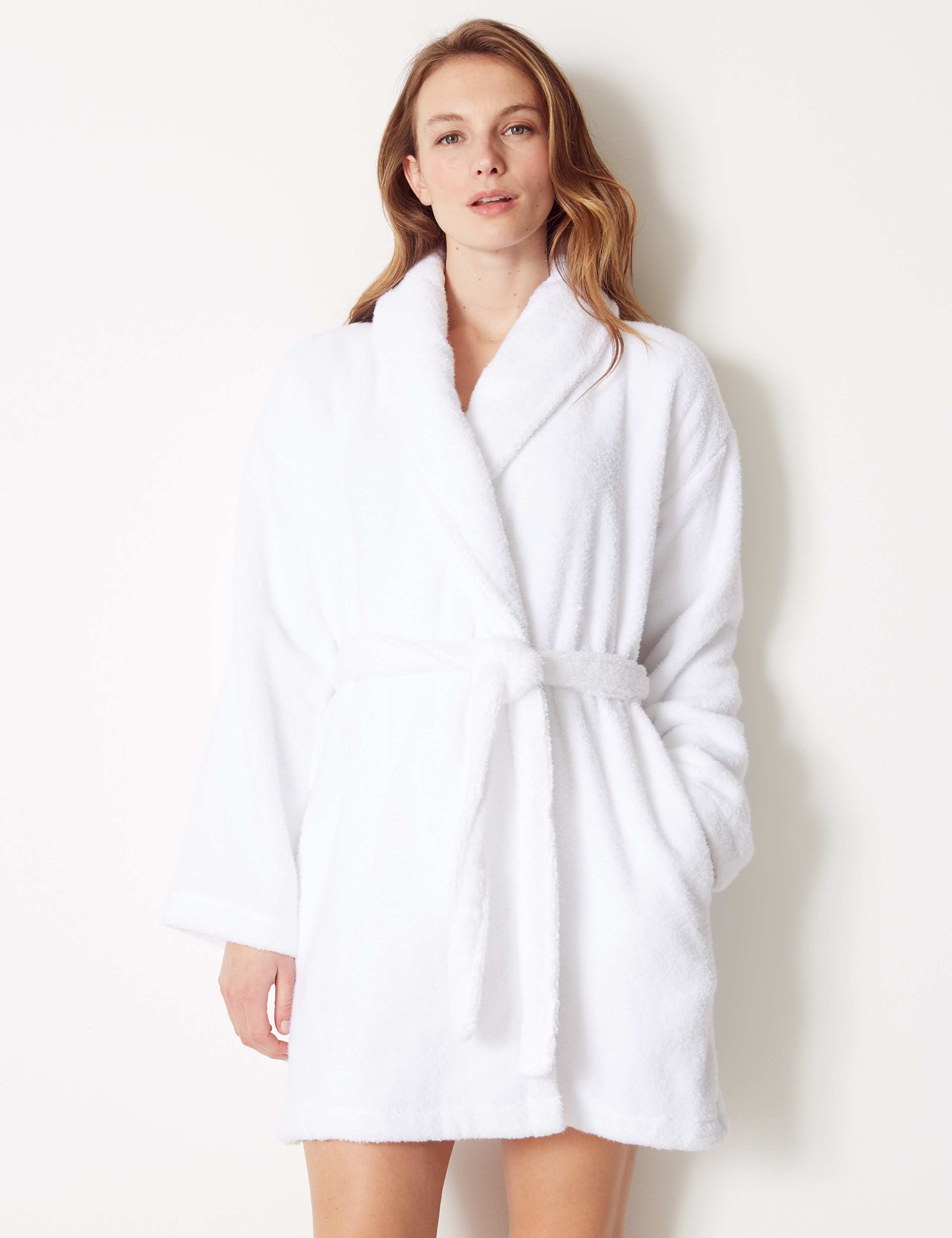 Pure Cotton Towelling Short Dressing Gown 3 of 4