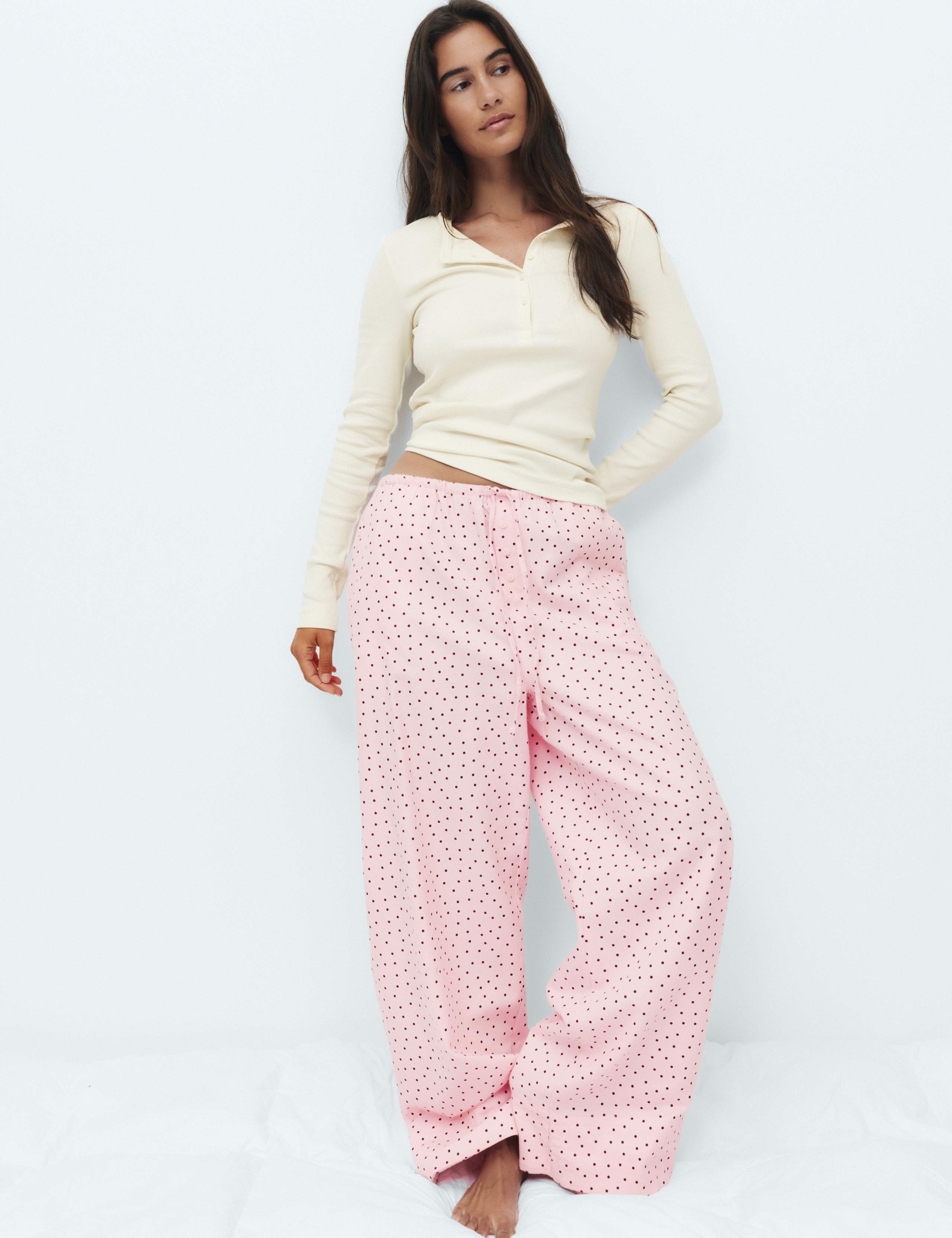 Cotton Rich Polka Dot Henley Pyjama Set 4 of 5