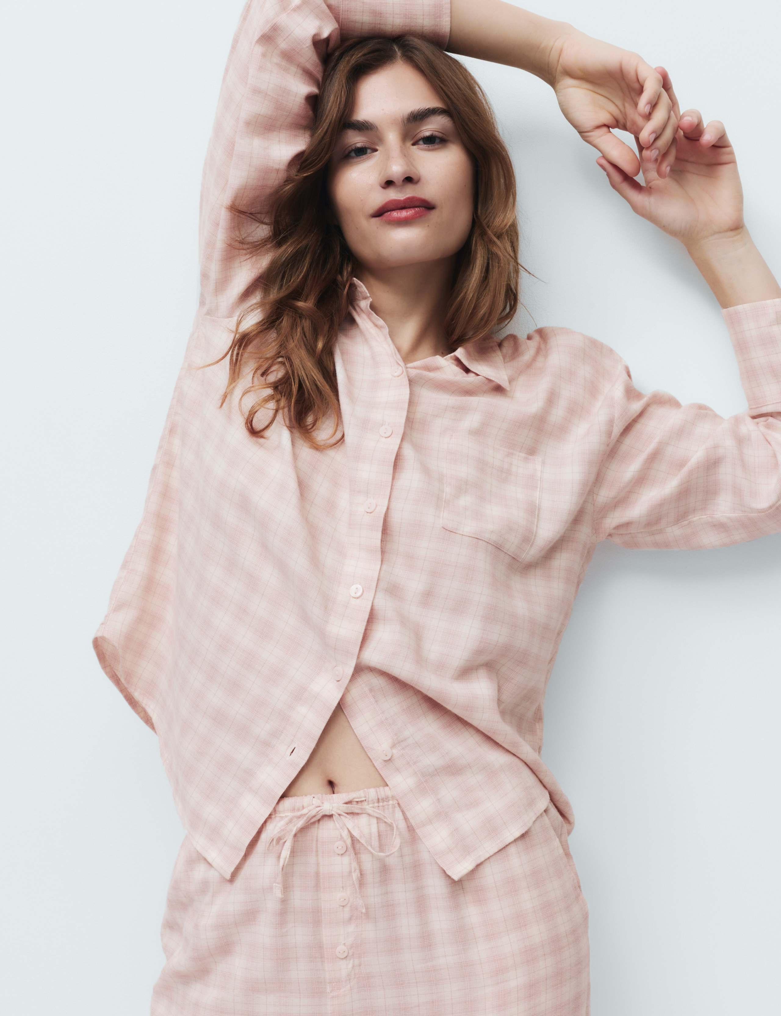 Brushed Cotton Blend Checked Pyjama Set 3 of 6