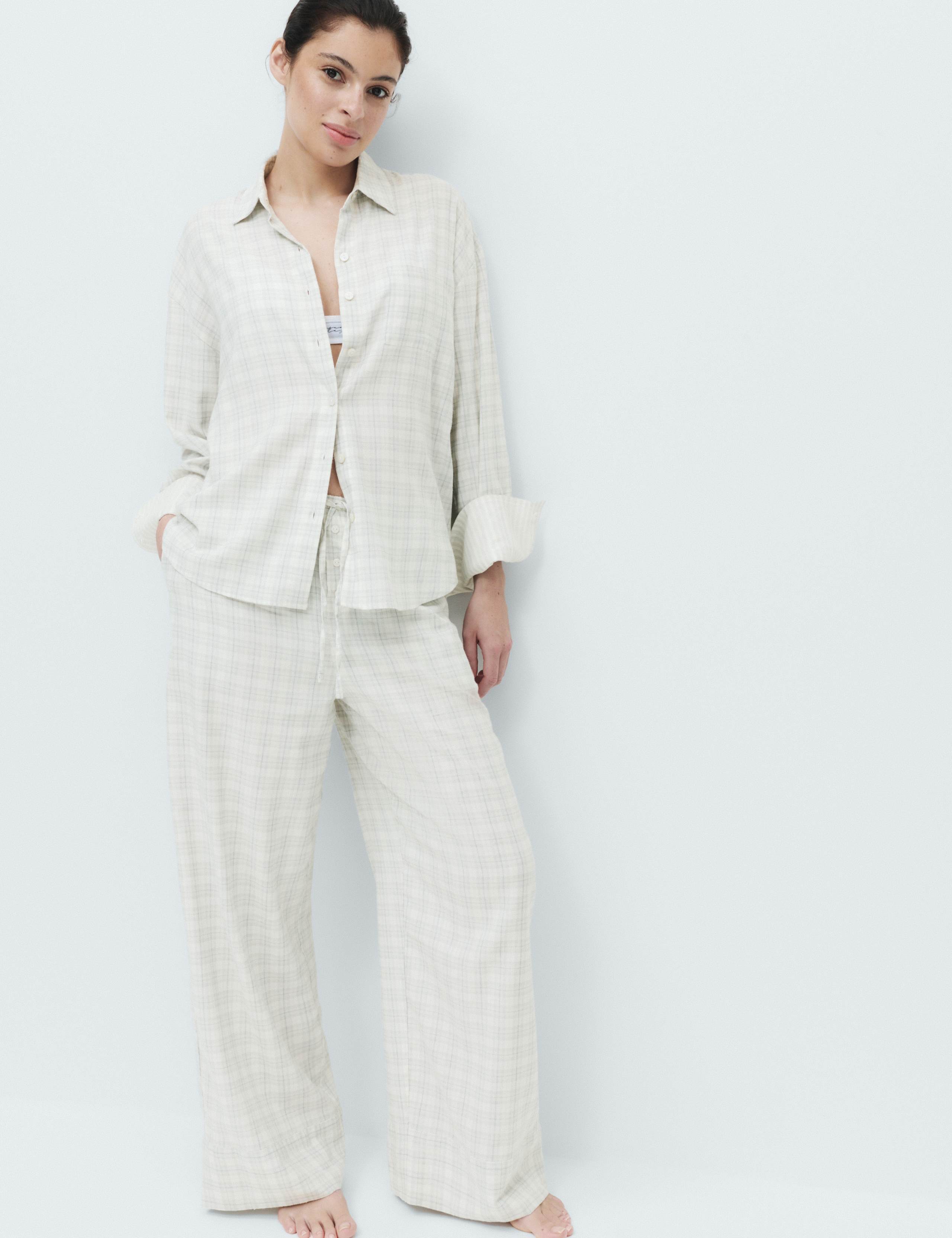 Brushed Cotton Blend Checked Pyjama Set 5 of 6