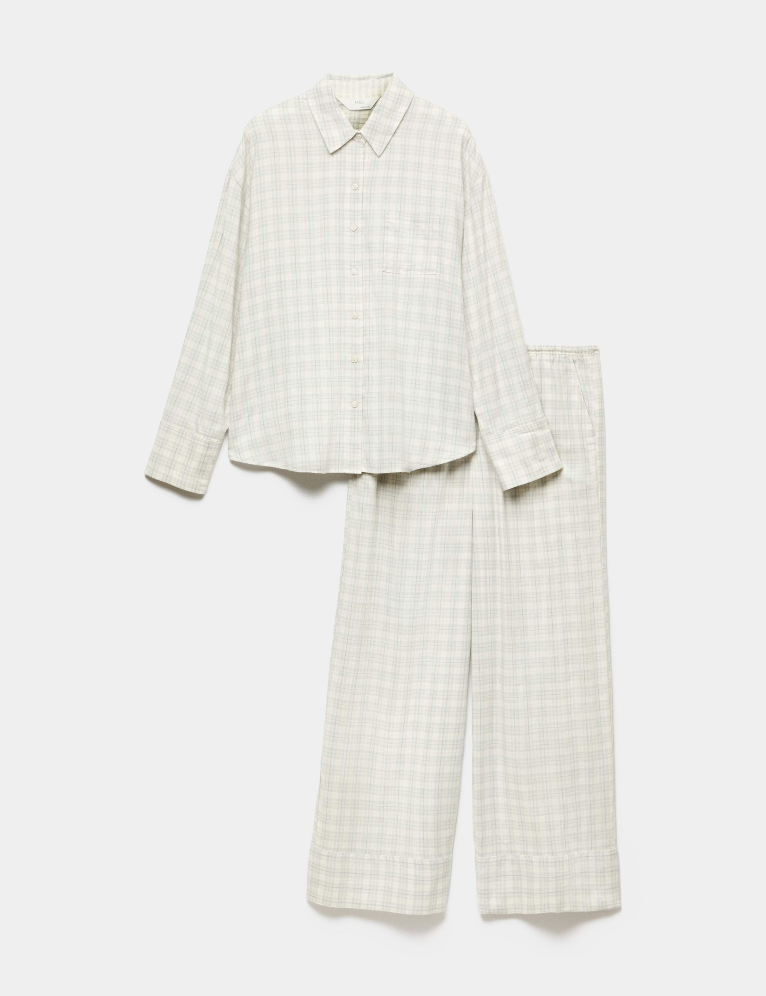 Brushed Cotton Blend Checked Pyjama Set 2 of 6