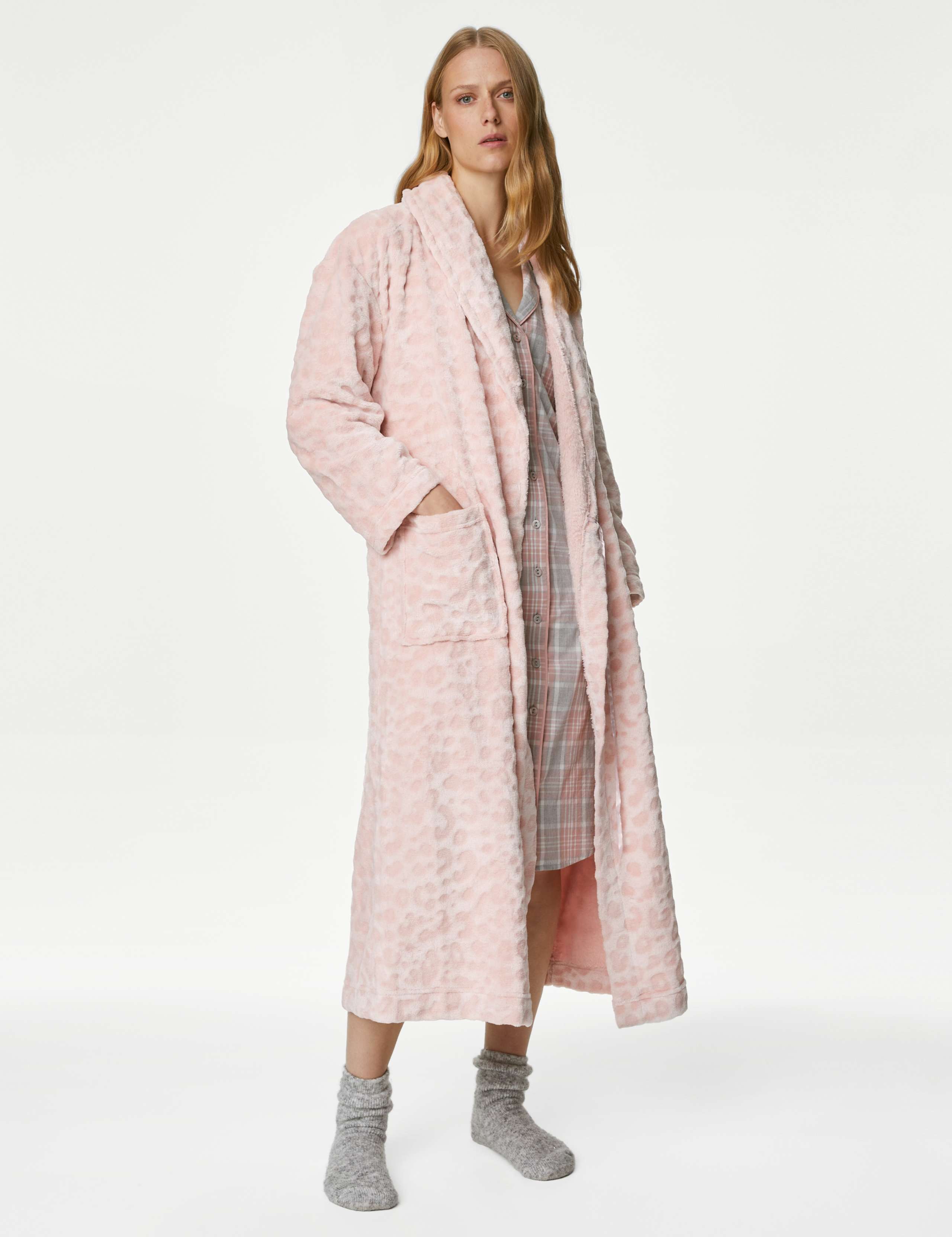 Fleece Leopard Print Long Dressing Gown 5 of 6
