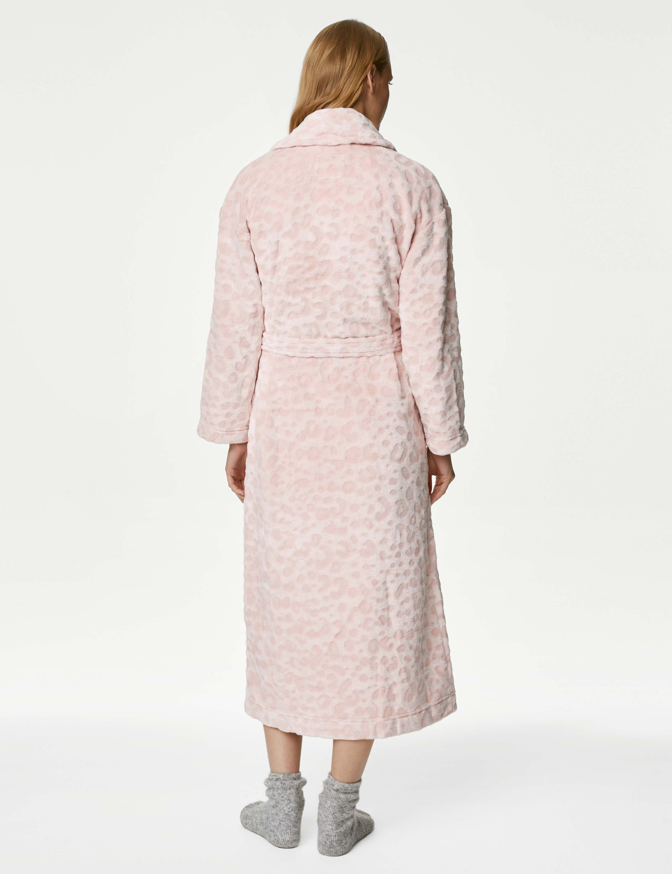 Fleece Leopard Print Long Dressing Gown 6 of 6