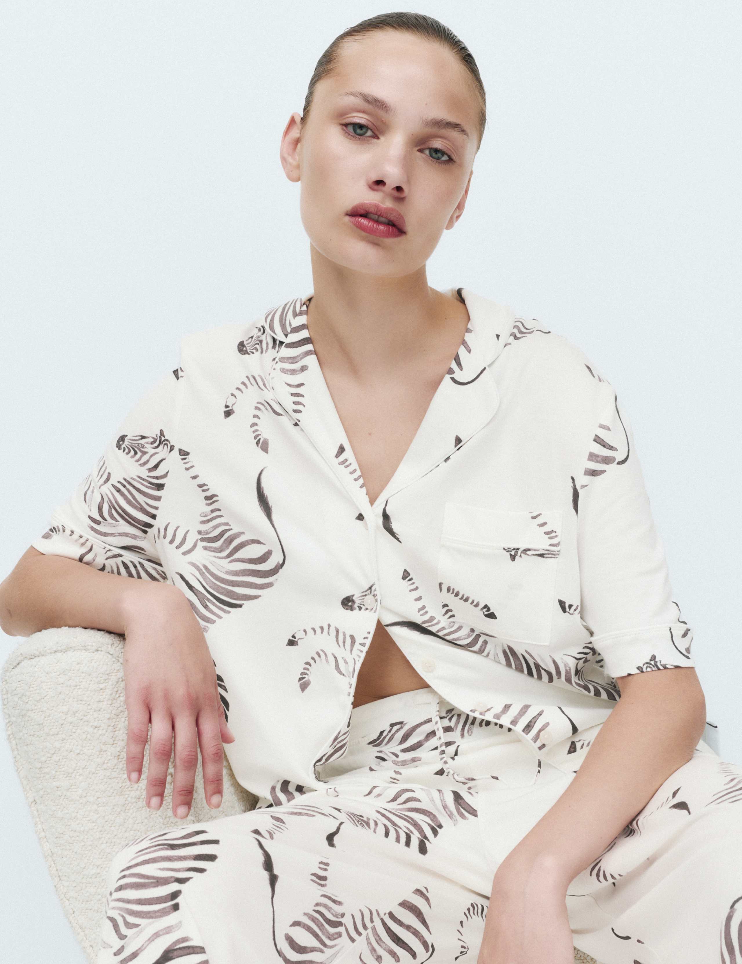 Cotton Modal Printed Revere Pyjama Set 3 of 6