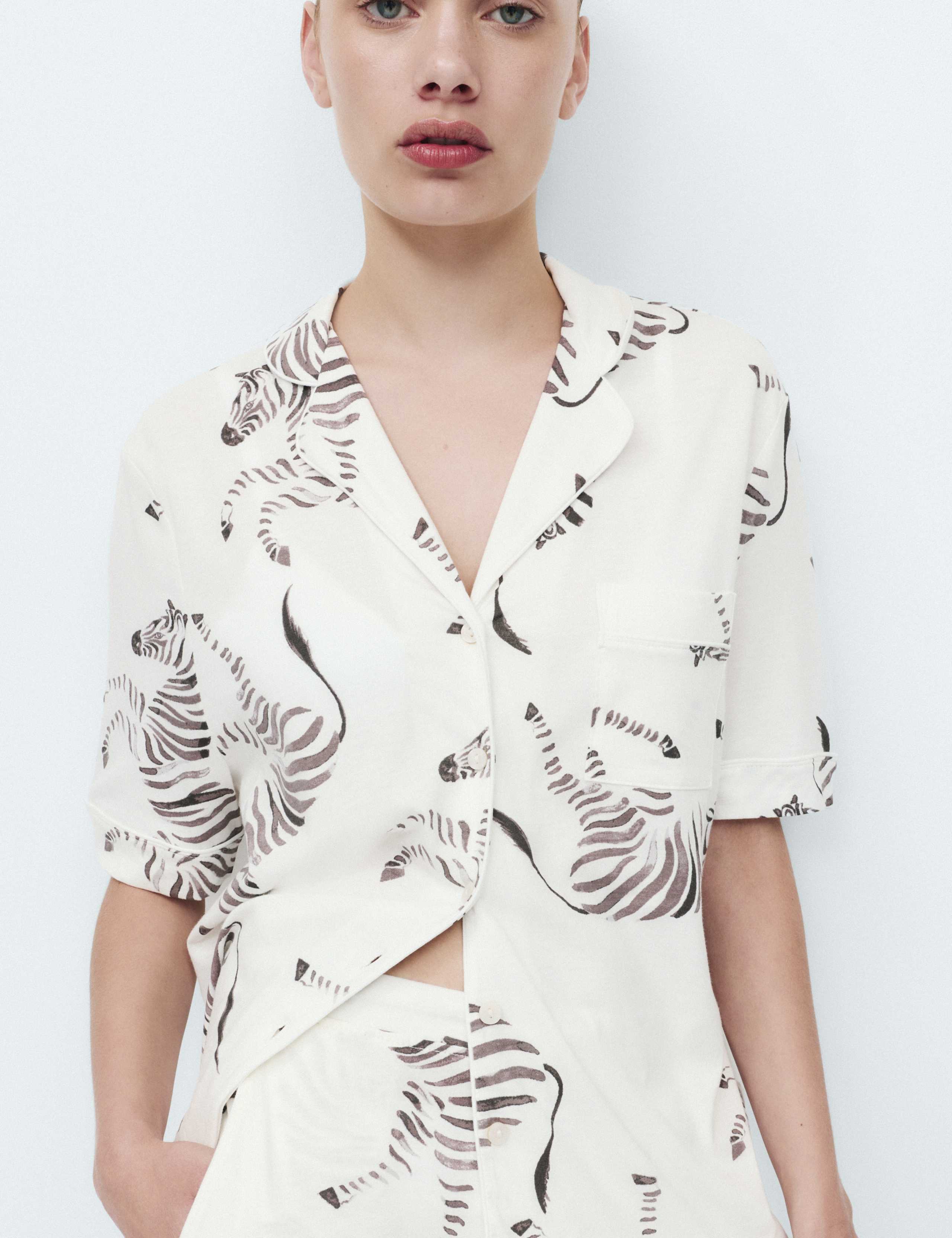 Cotton Modal Printed Revere Pyjama Set 6 of 6