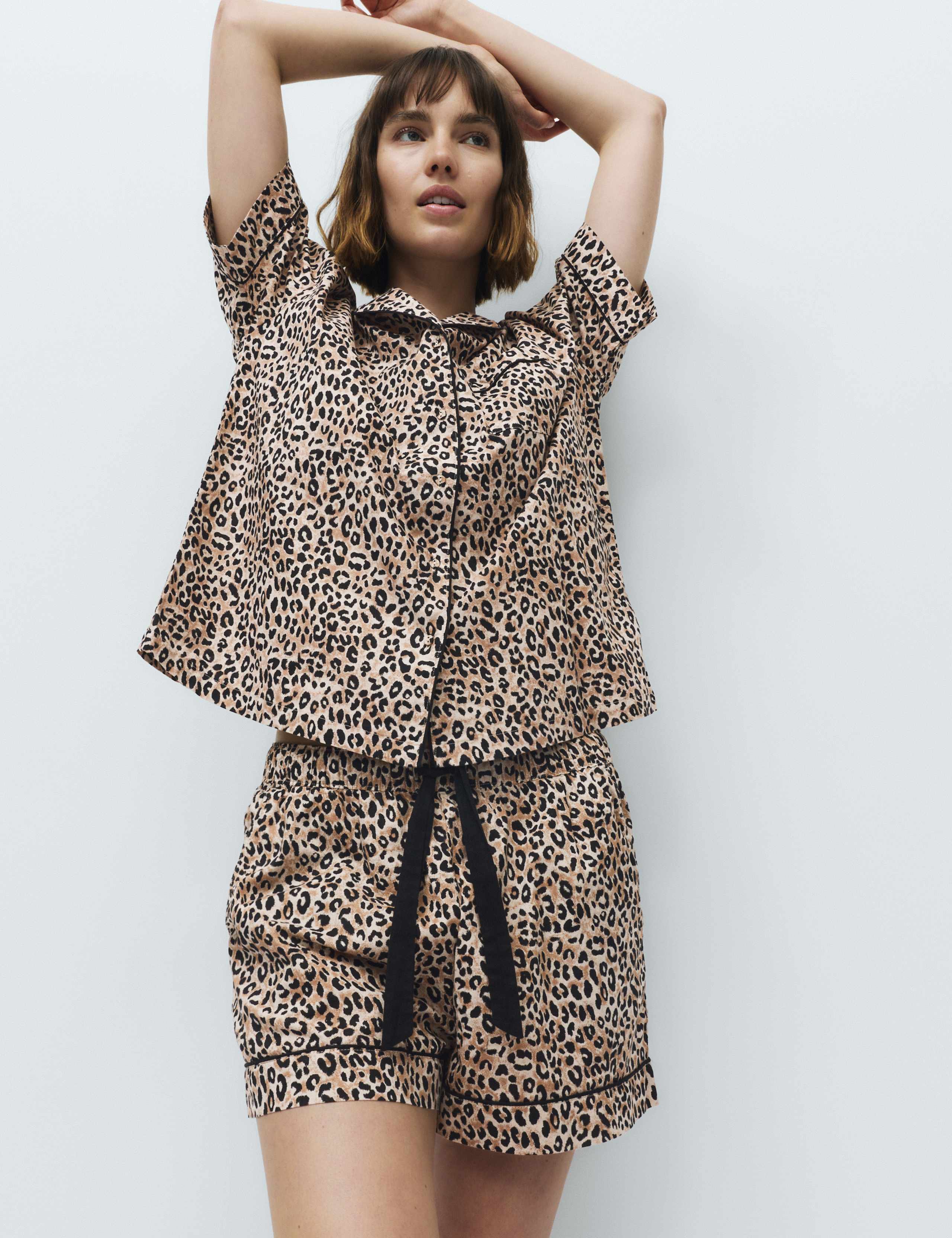 Pure Cotton Animal Print Short Sleeve Pyjama Set 1 of 6
