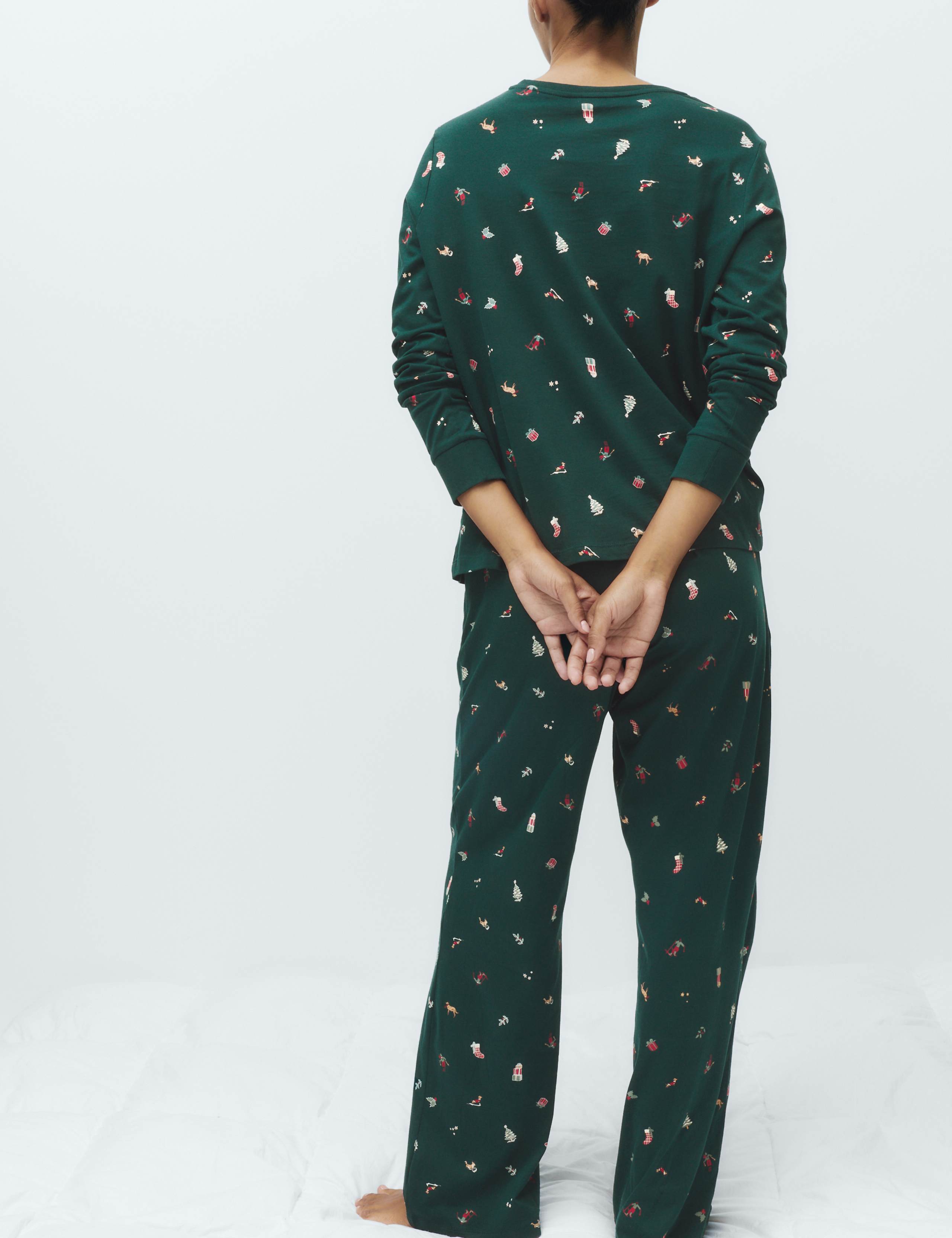 Pure Cotton Printed Matching Family Christmas Pyjama Set 3 of 6