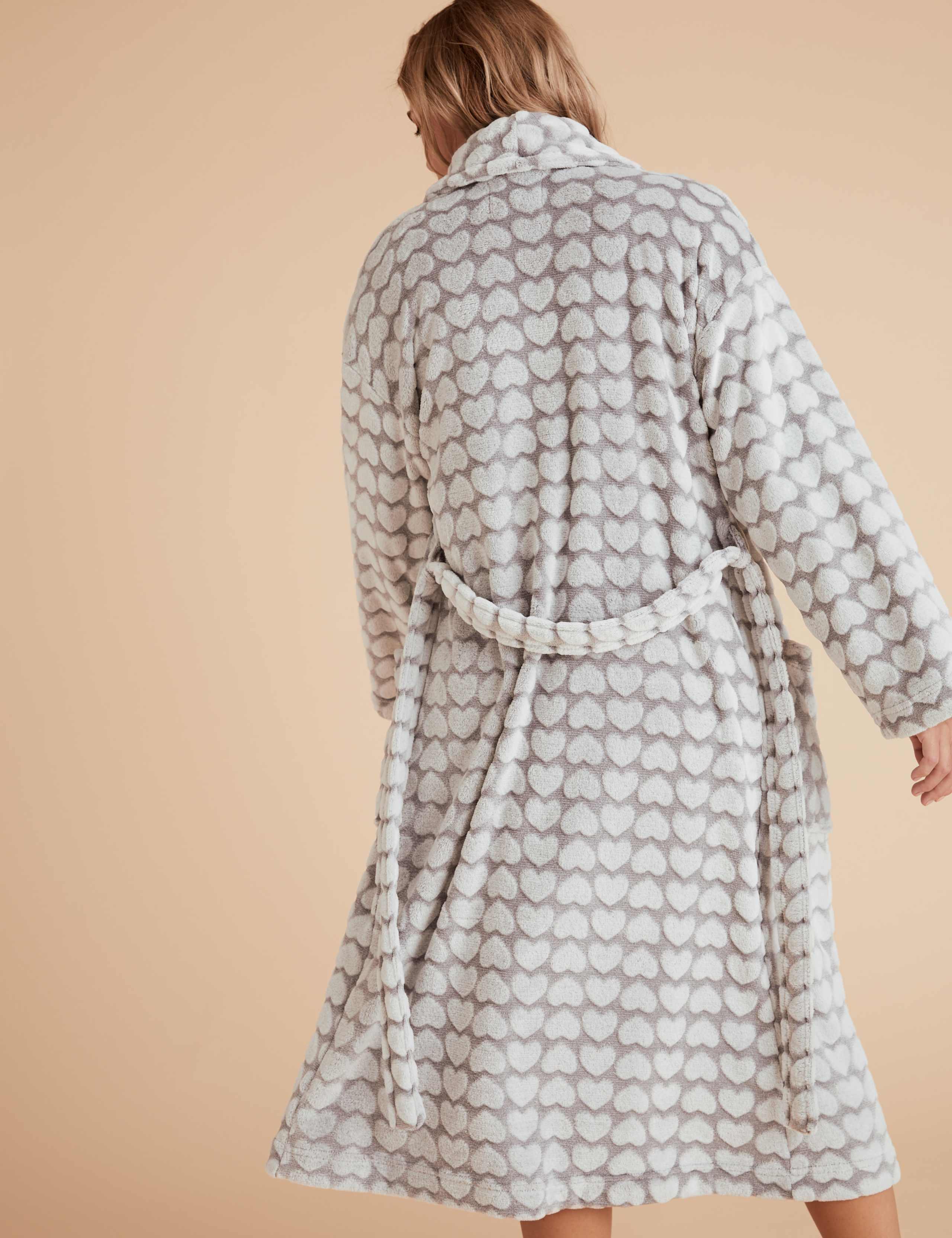 Fleece Heart Print Dressing Gown 4 of 4