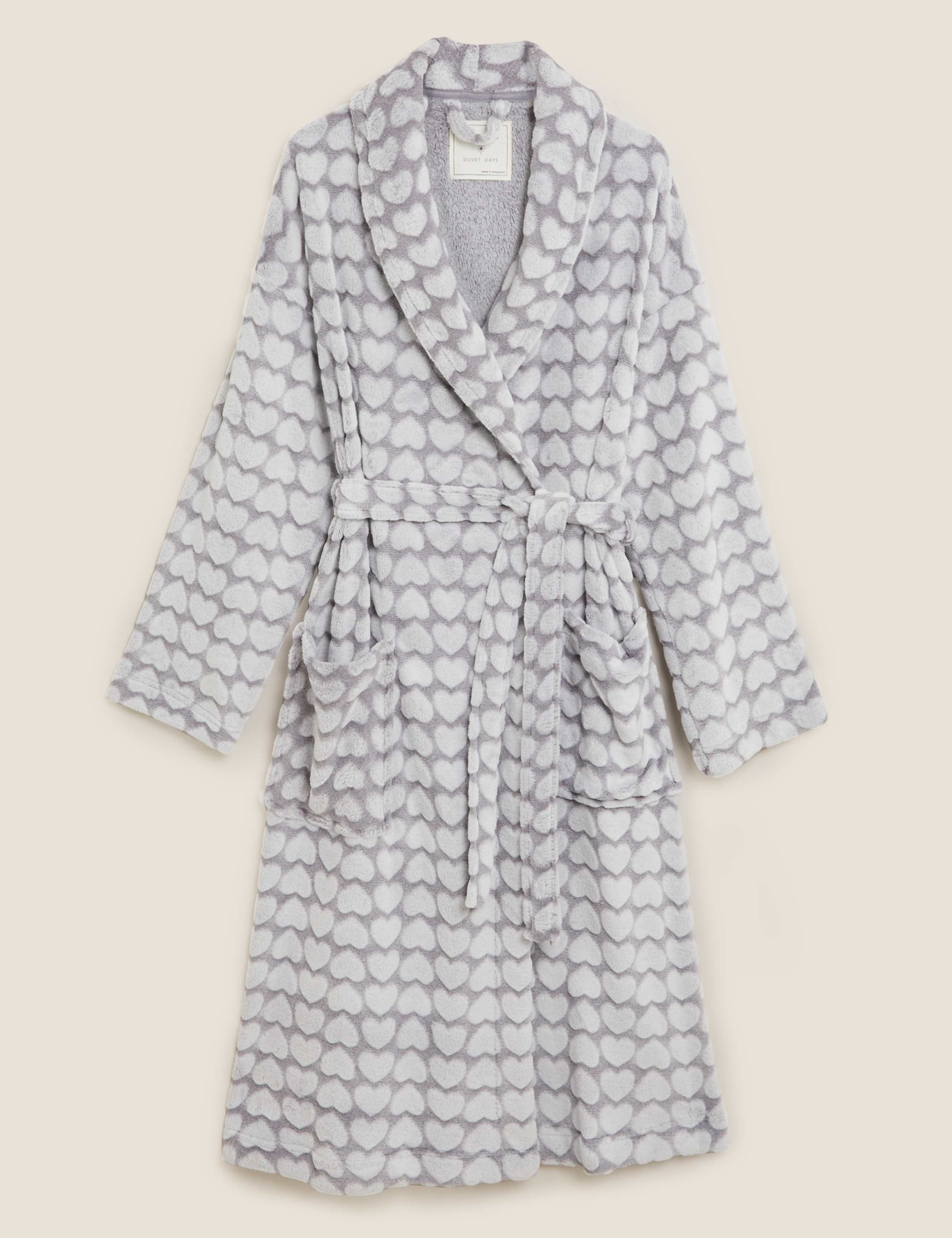 Fleece Heart Print Dressing Gown 2 of 4