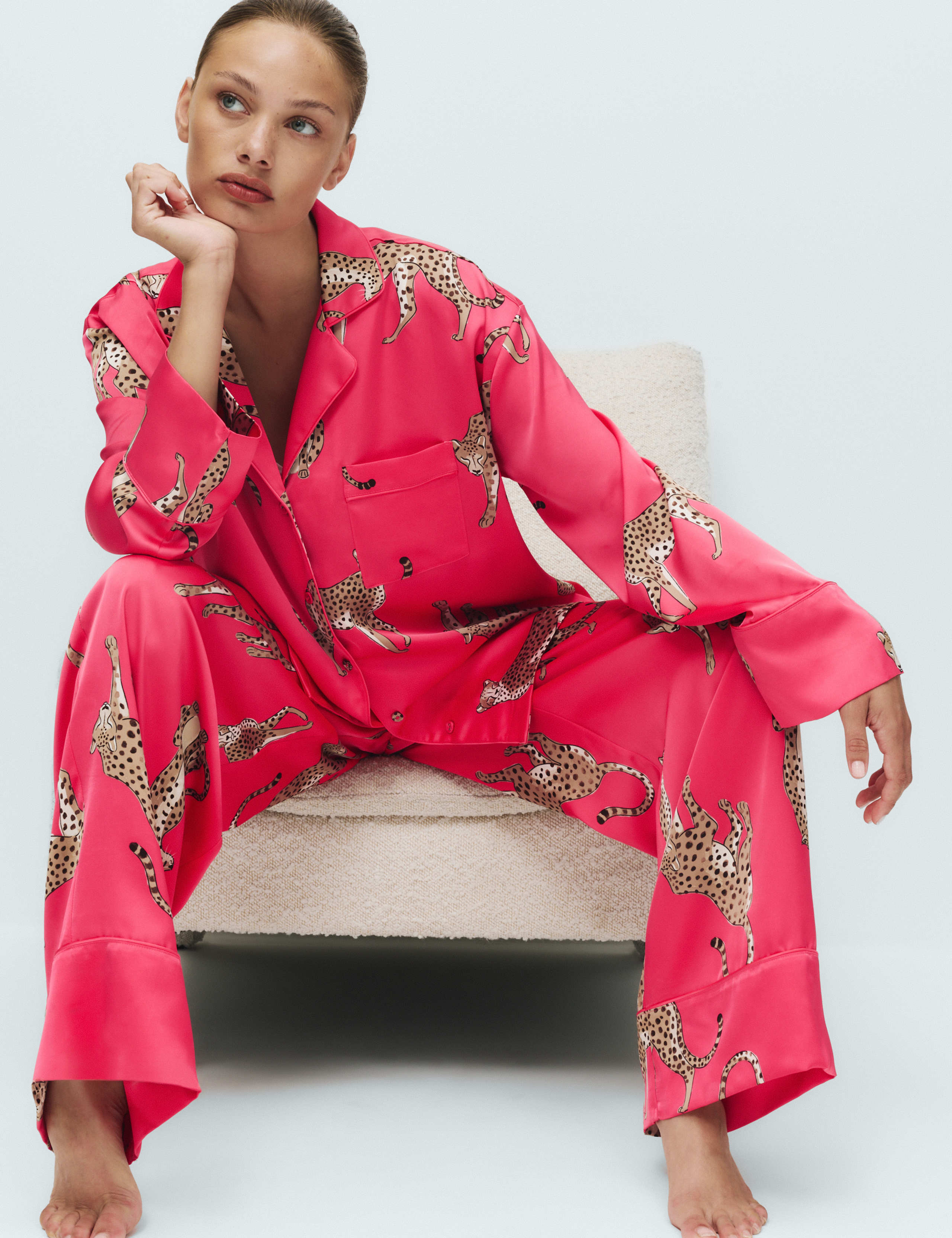 Dream Satin Animal Print Revere Pyjama Set 1 of 6