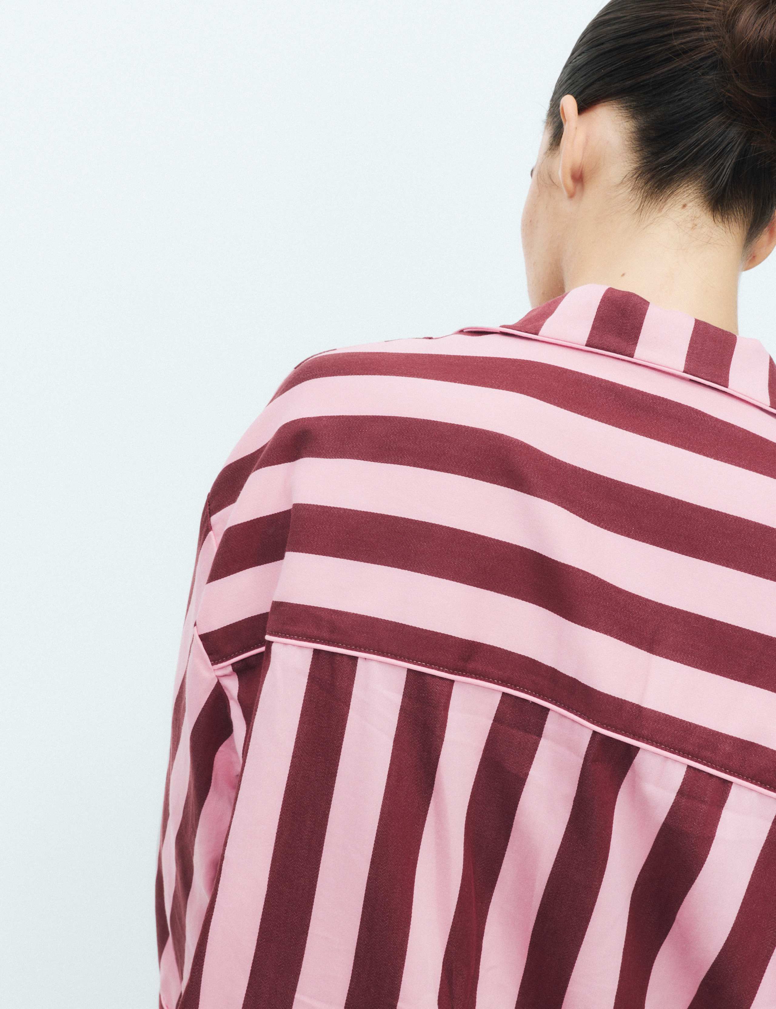 Cotton Sateen Stripe Long Sleeve Revere Pyjama Set 3 of 6