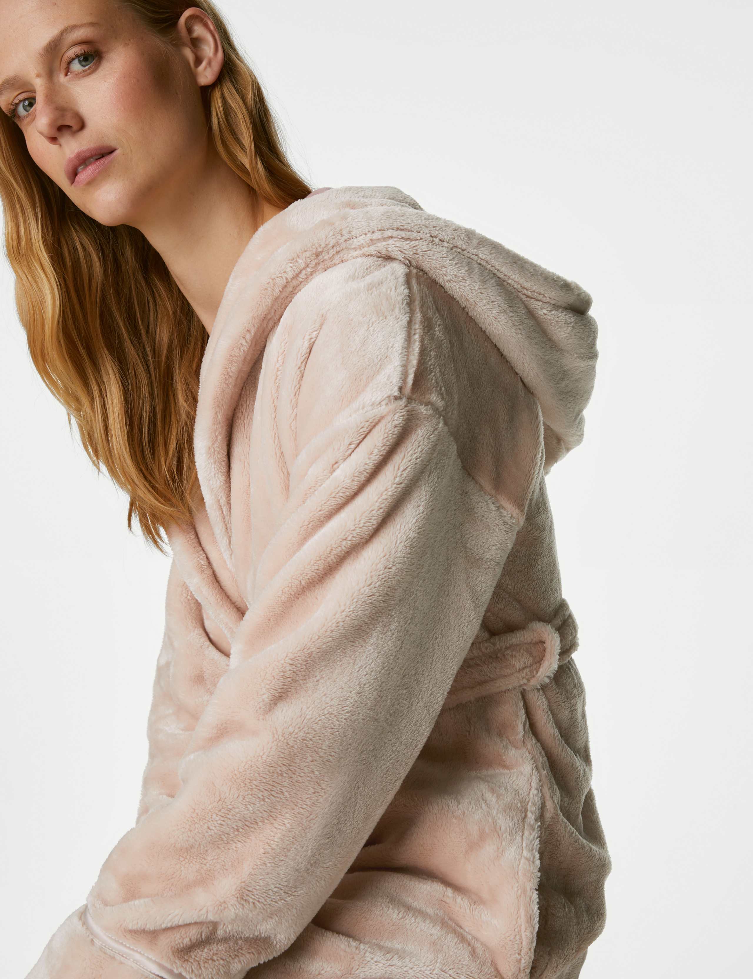 Fleece Hooded Long Dressing Gown 4 of 7