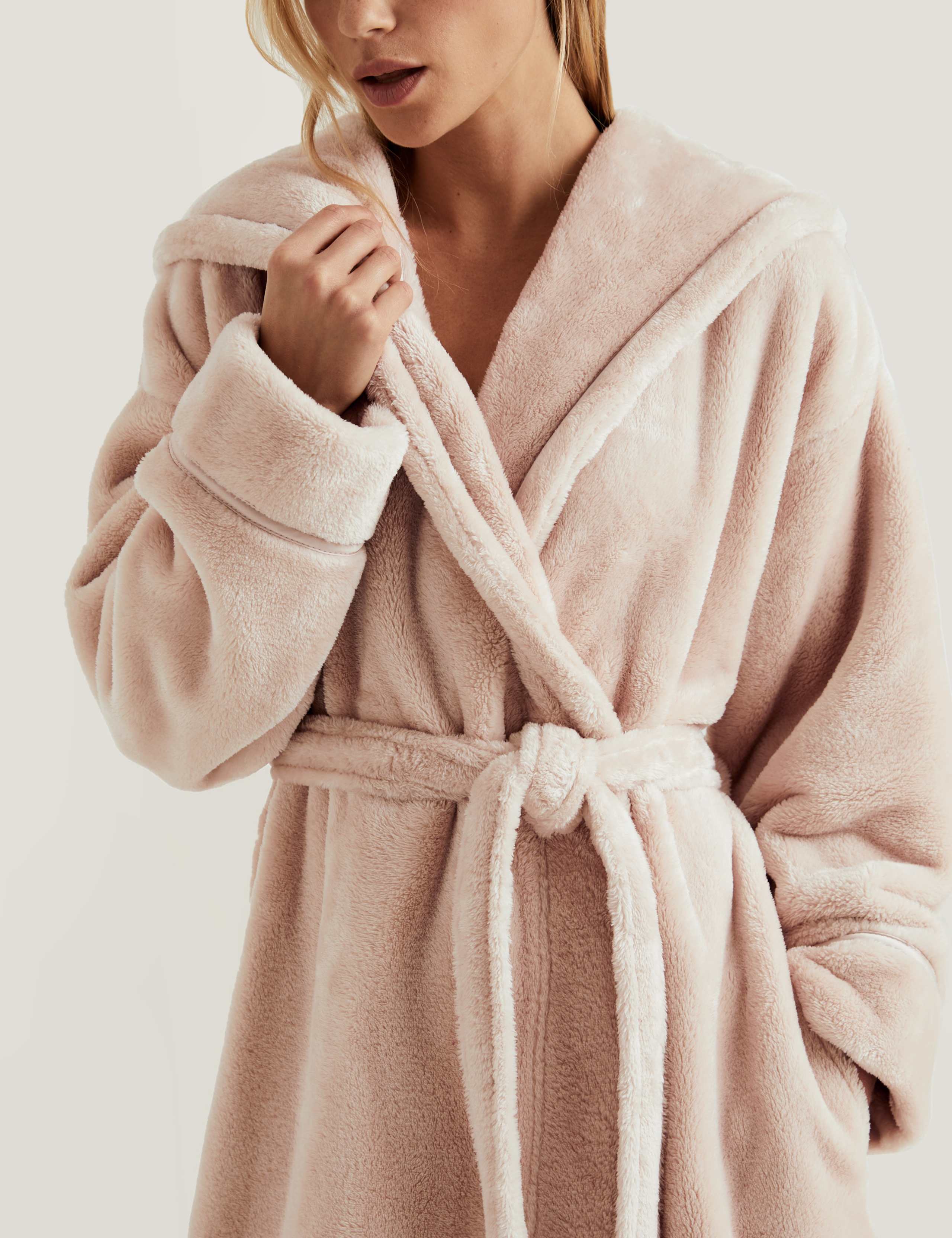 Fleece Hooded Long Dressing Gown 6 of 7