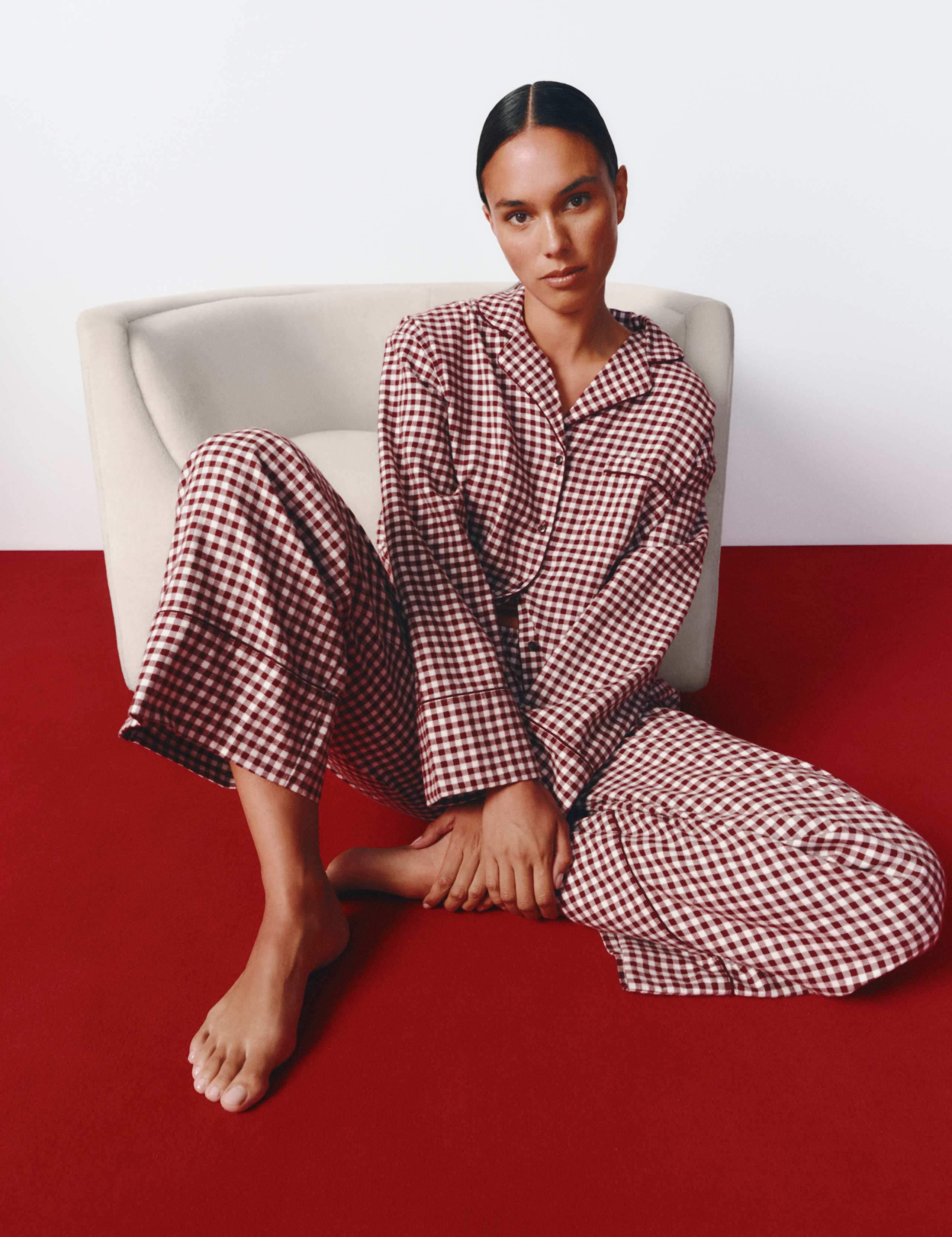 Pure Cotton Gingham Pyjama Set 1 of 5