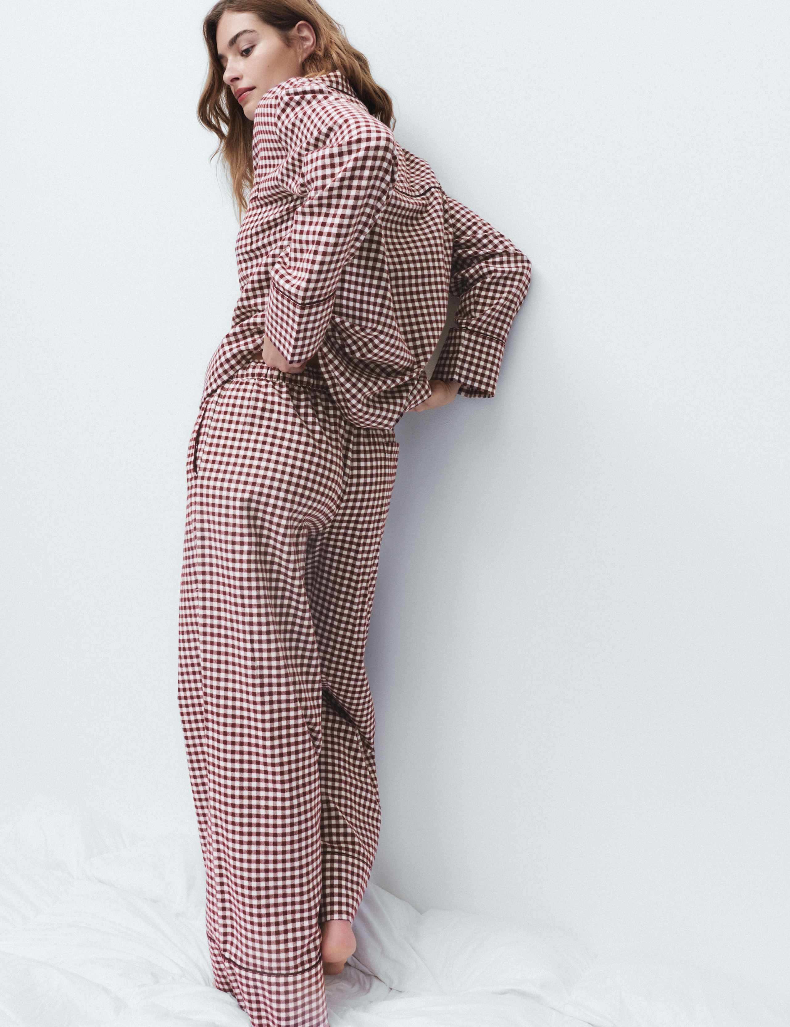 Pure Cotton Gingham Revere Pyjama Set 3 of 5