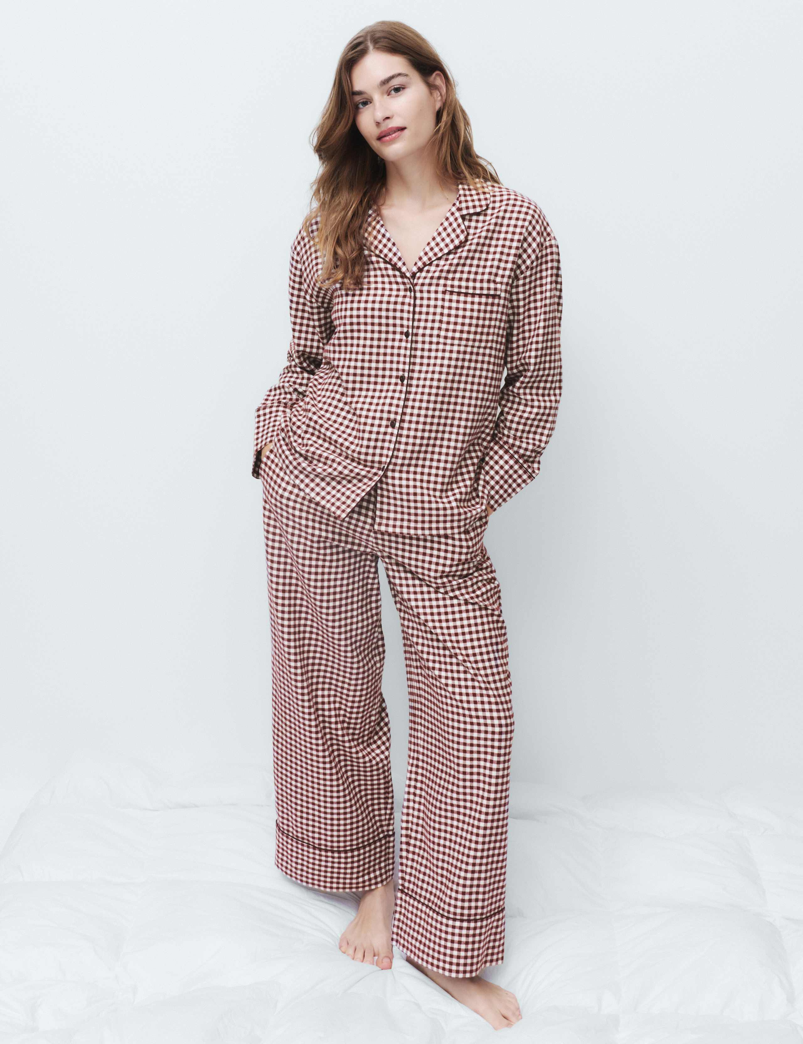 Pure Cotton Gingham Revere Pyjama Set 5 of 5