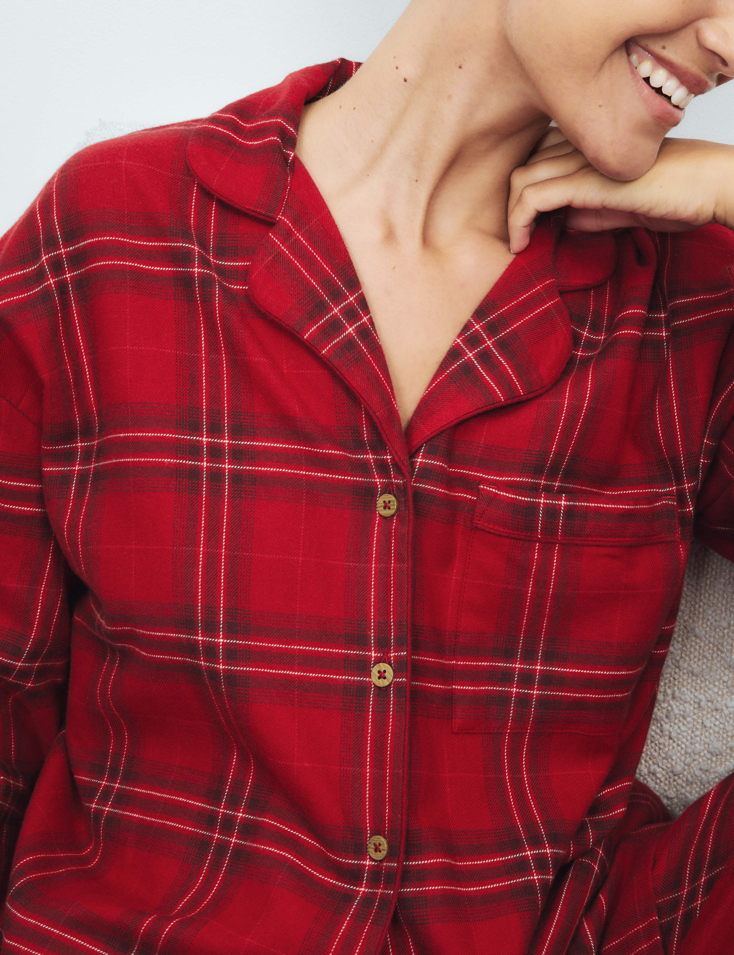 Pure Cotton Checked Christmas Family Pyjamas 5 of 6