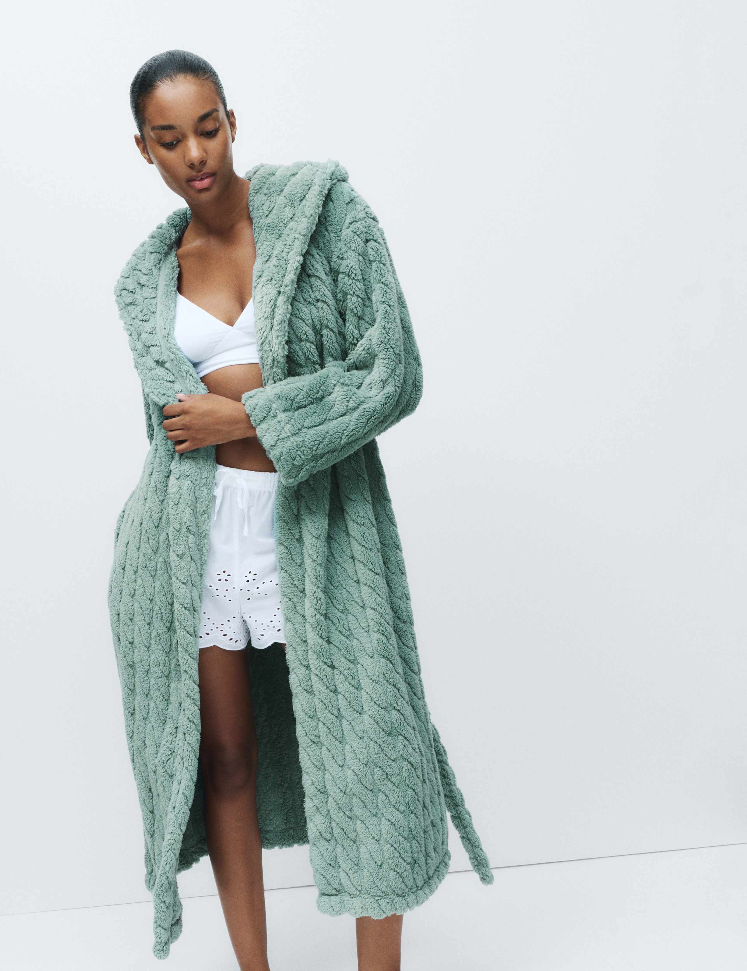 Jacquard Long Hooded Dressing Gown 3 of 5