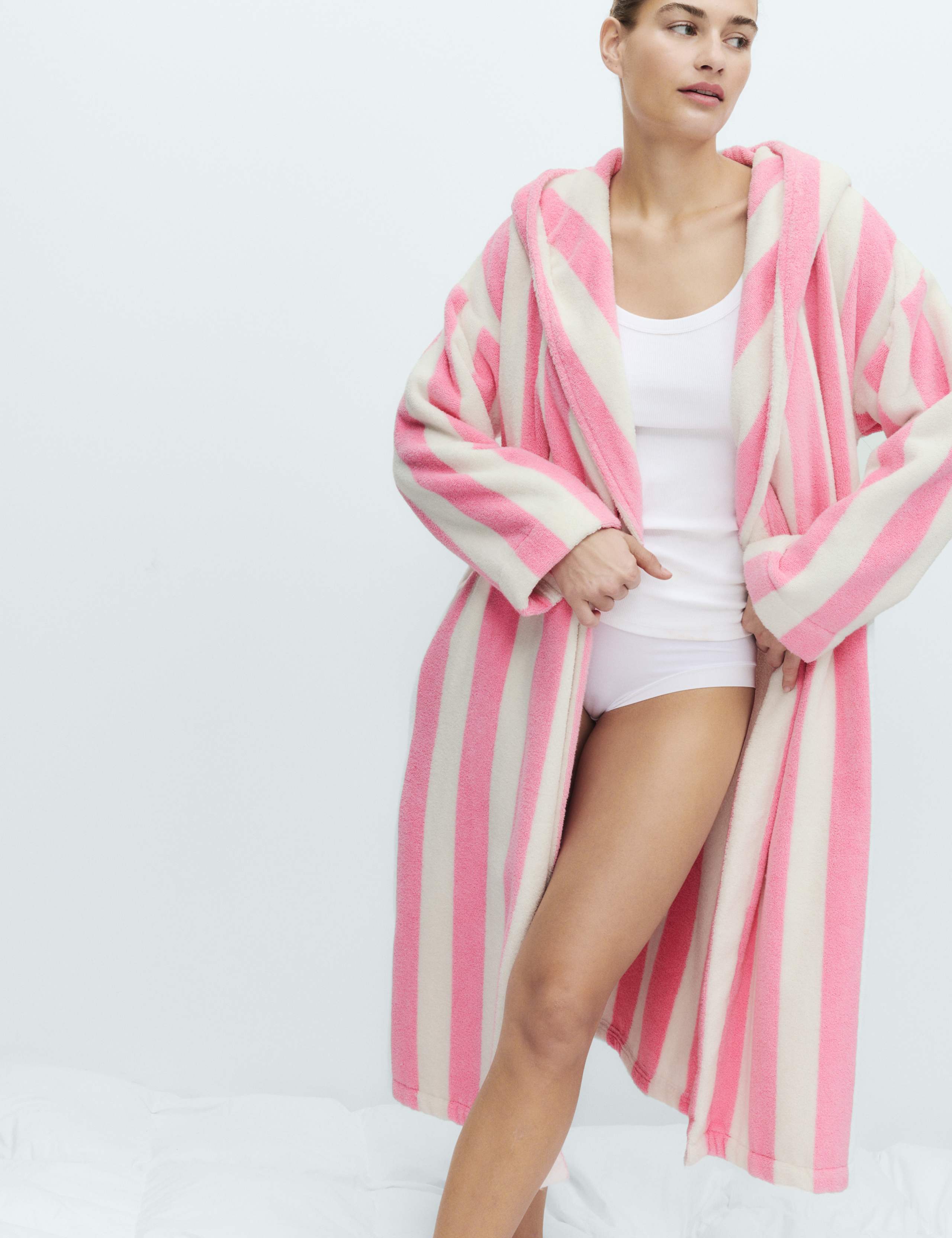 Pure Cotton Towelling Striped Dressing Gown 3 of 5
