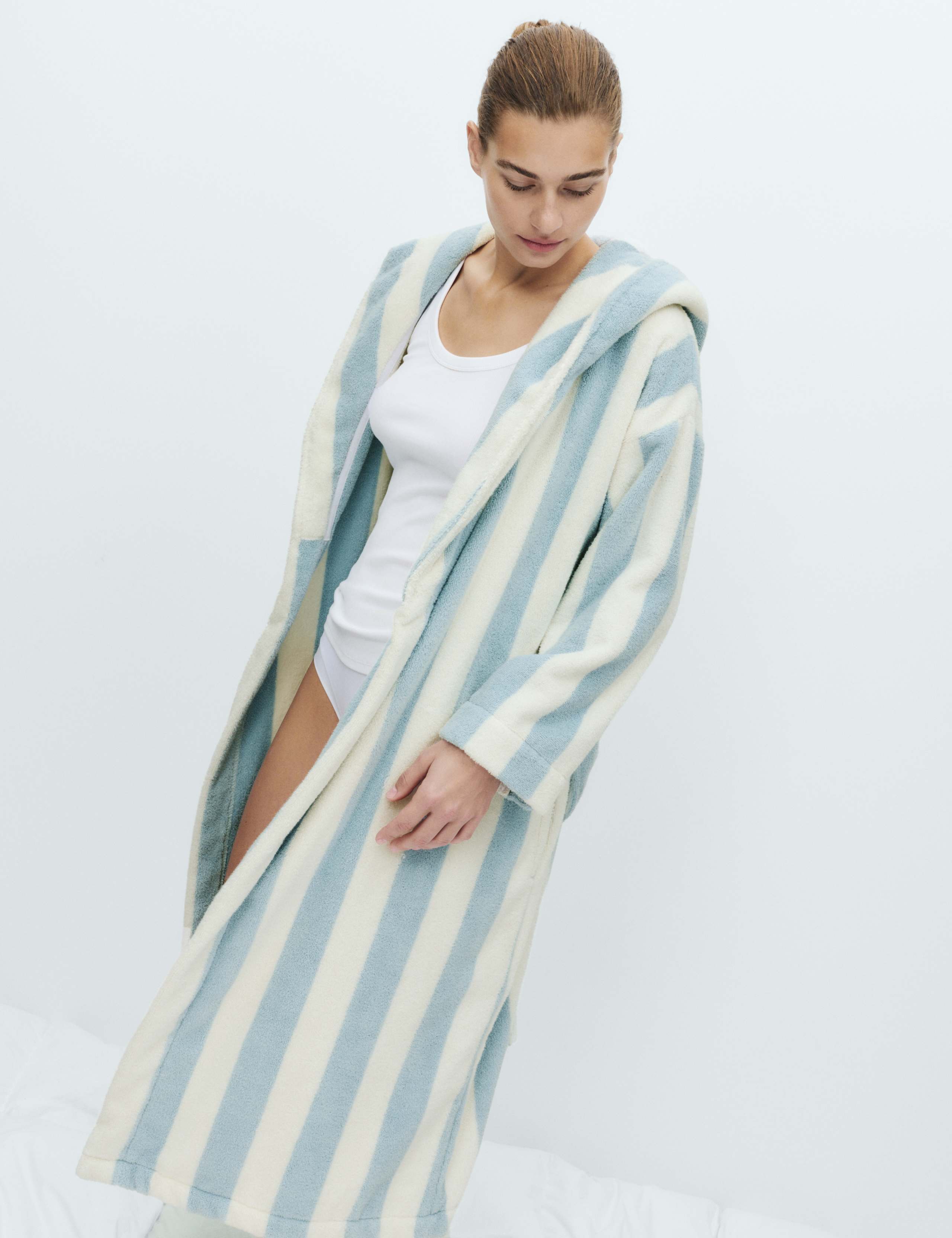 Pure Cotton Towelling Striped Dressing Gown 3 of 6