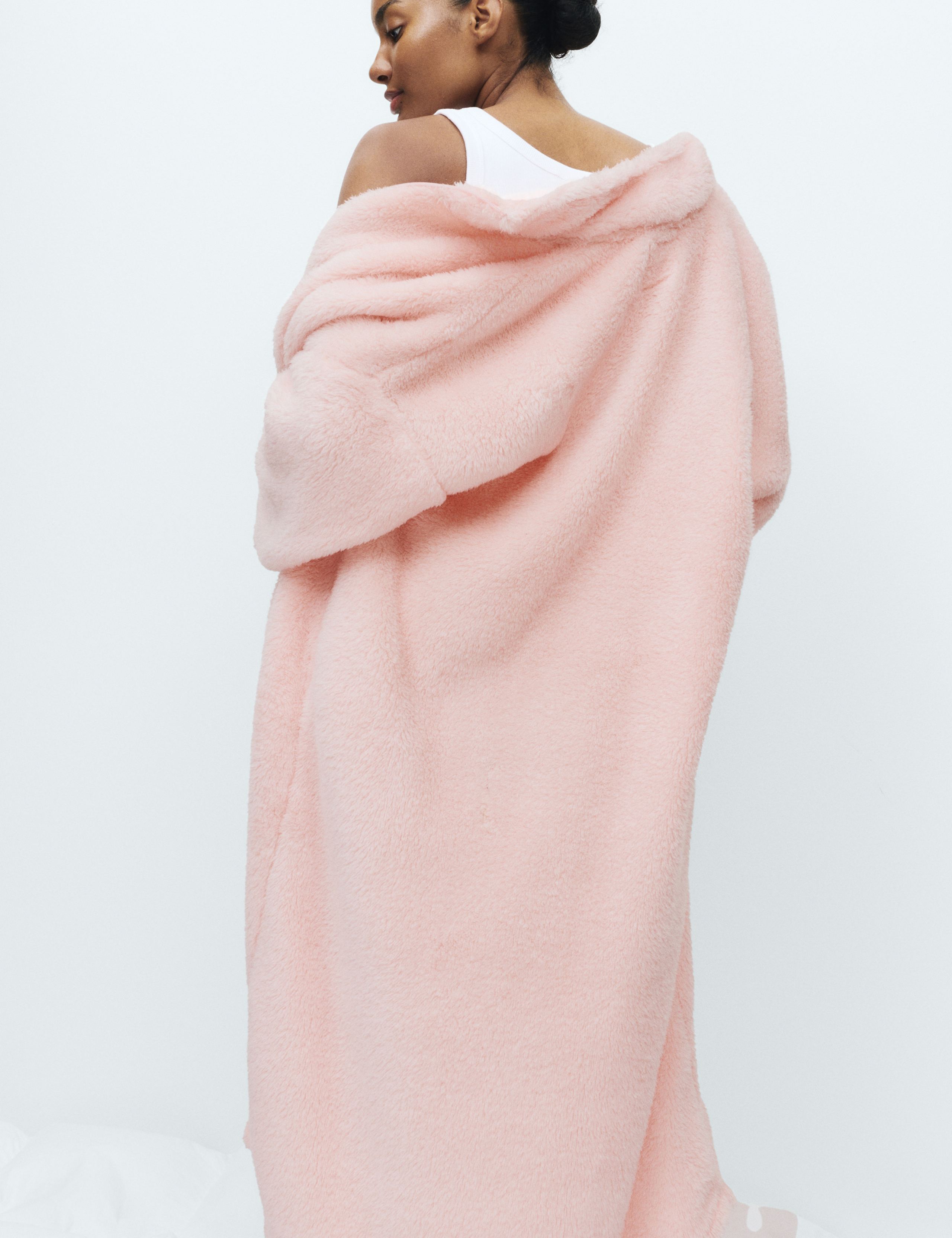 Long Pile Fleece Zipped Dressing Gown 3 of 5