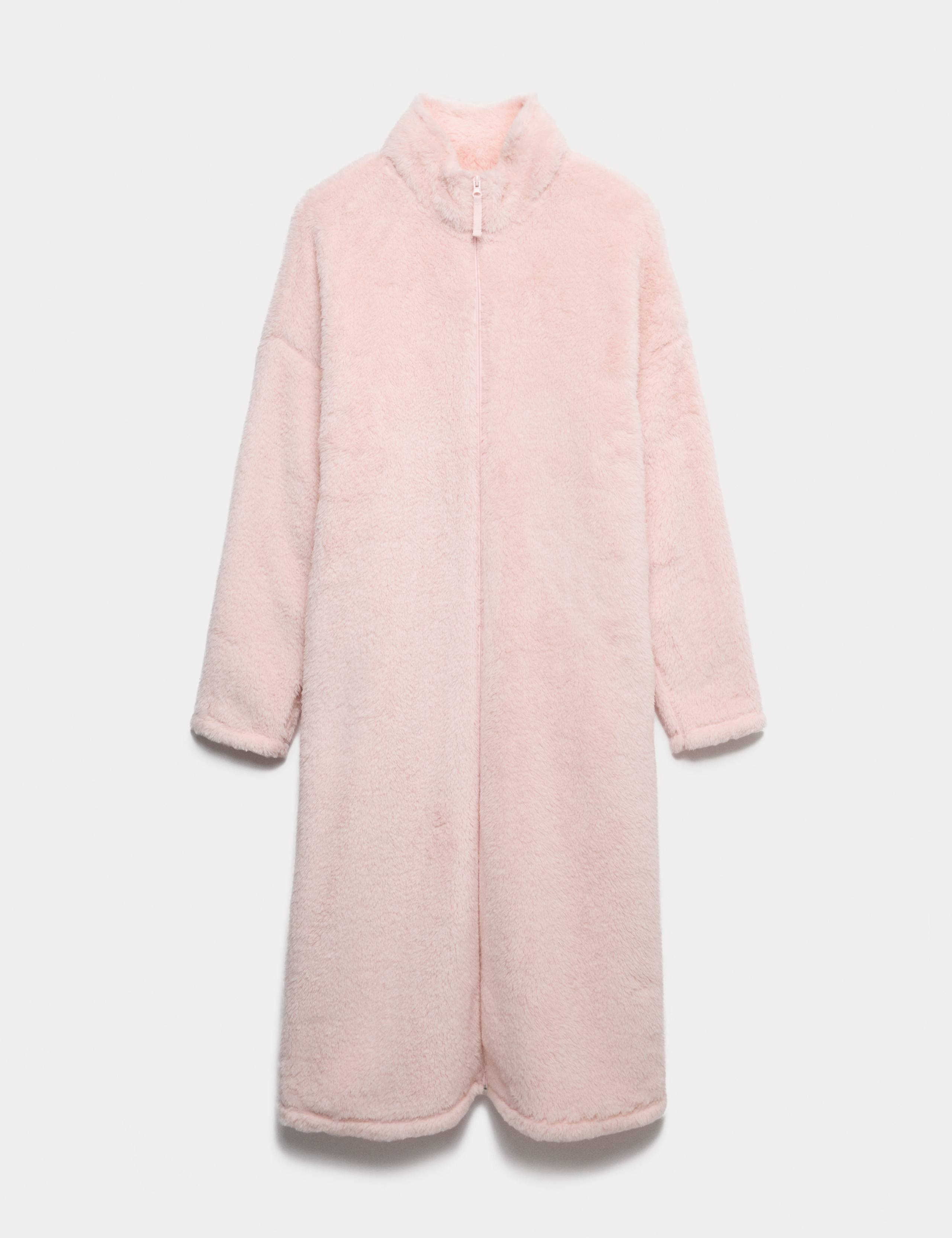 Long Pile Fleece Zipped Dressing Gown 2 of 5