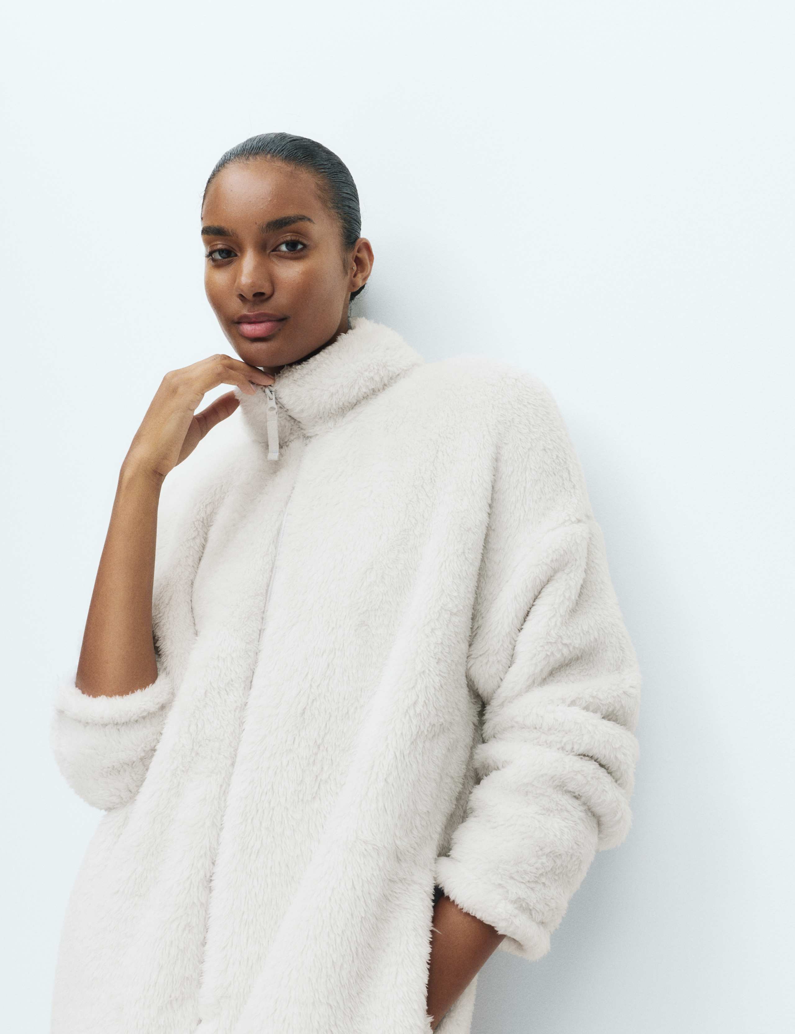 Long Pile Fleece Zipped Dressing Gown 5 of 5