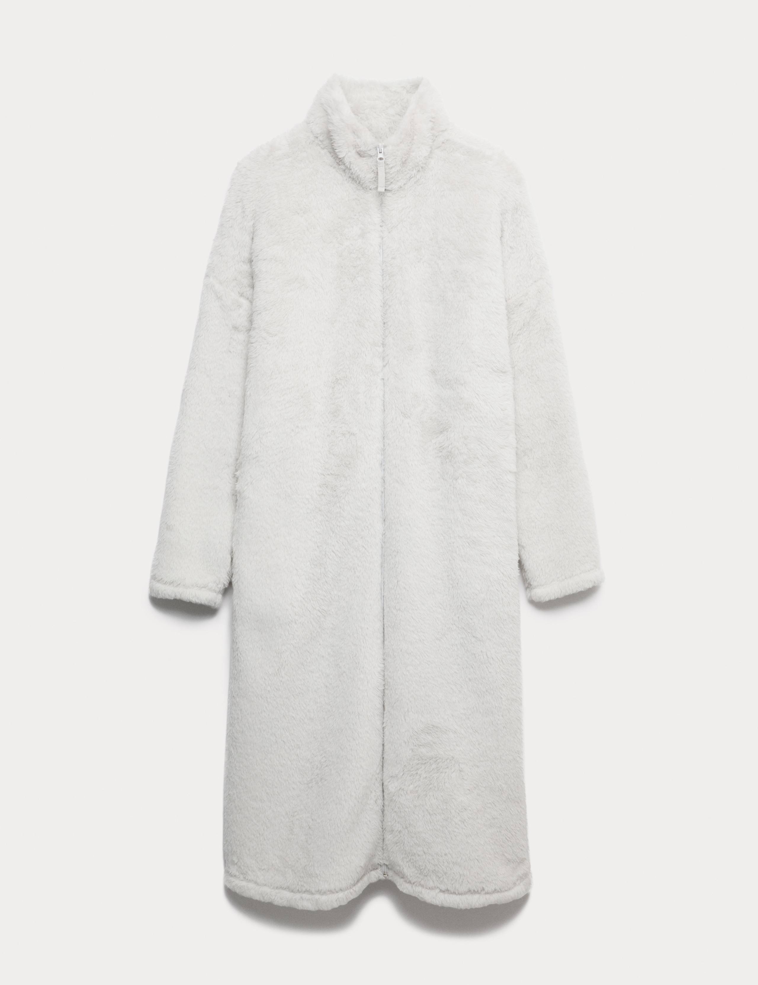 Long Pile Fleece Zipped Dressing Gown 2 of 5