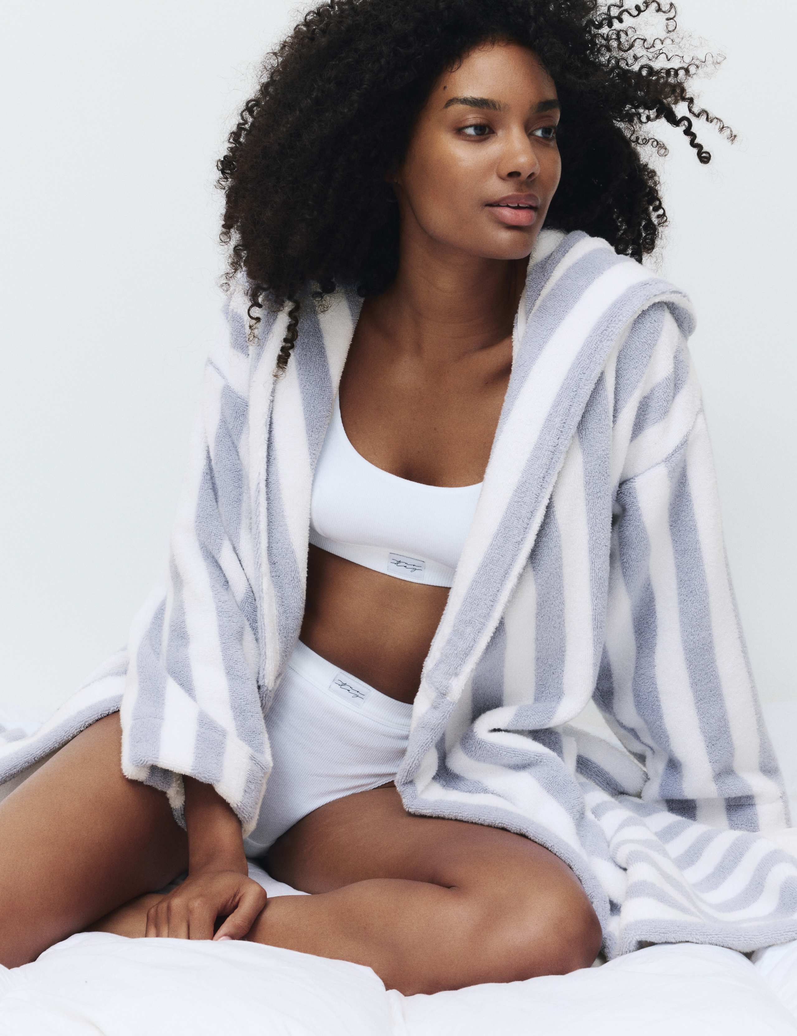 Pure Cotton Towelling Striped Dressing Gown 4 of 7