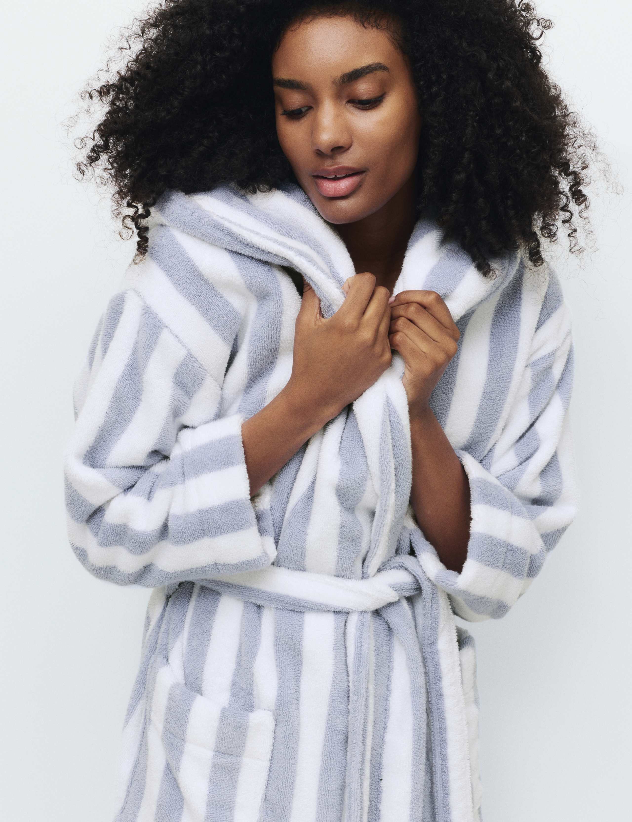 Pure Cotton Towelling Striped Dressing Gown 5 of 7