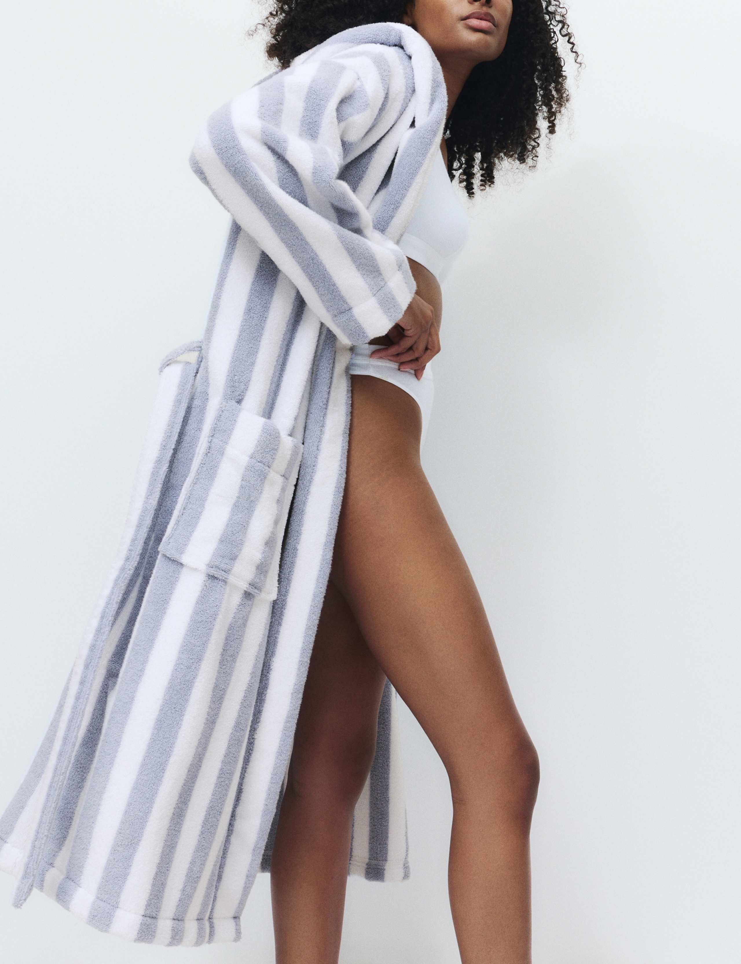 Pure Cotton Towelling Striped Dressing Gown 6 of 7