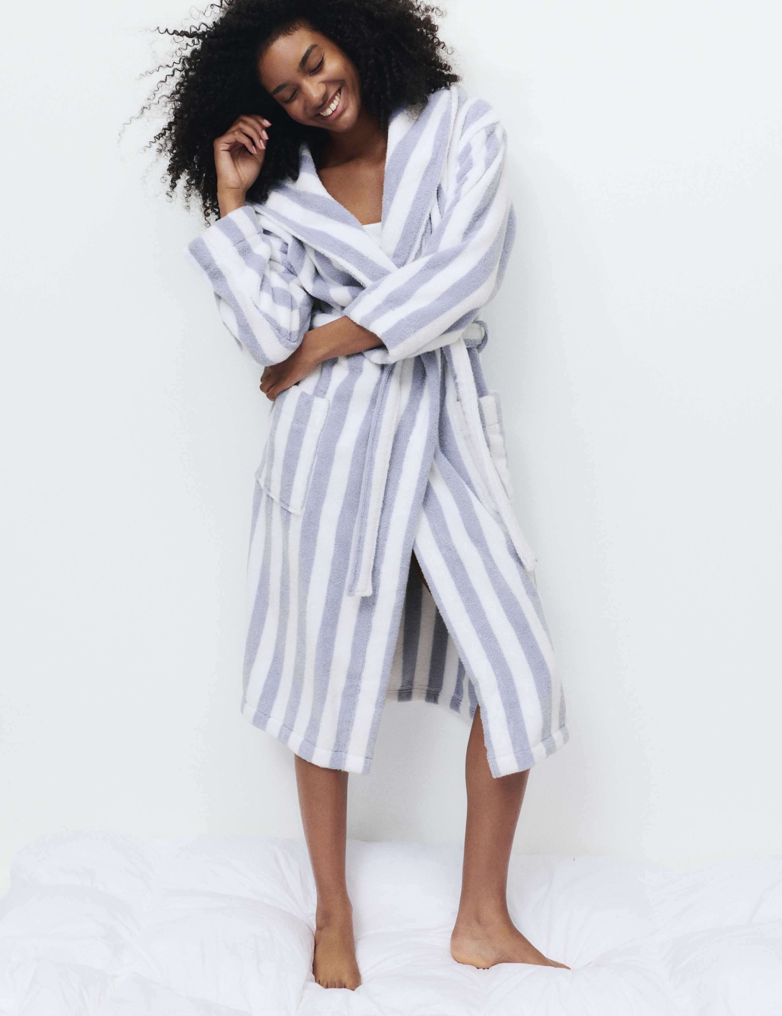 Pure Cotton Towelling Striped Dressing Gown 7 of 7