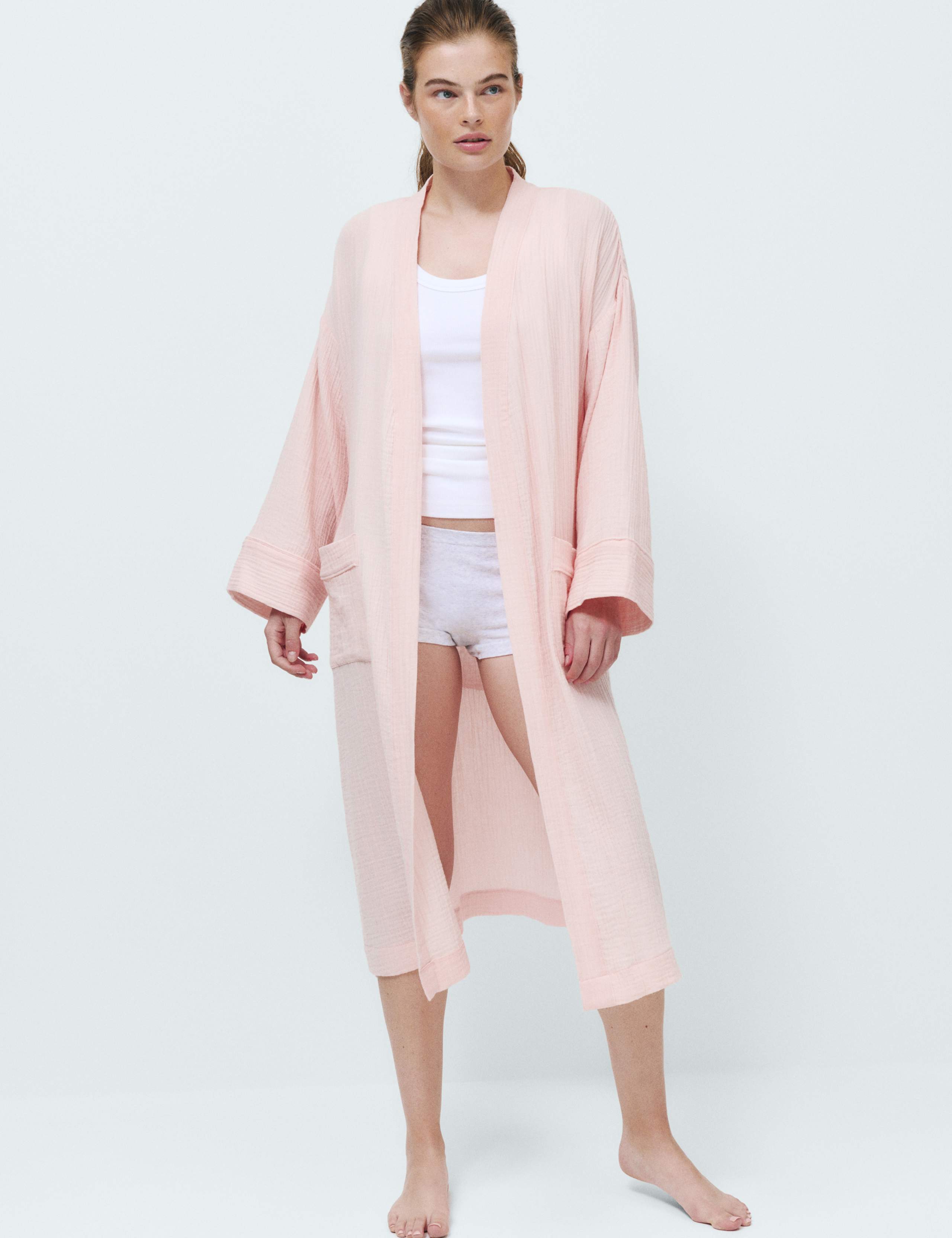 Pure Cotton Muslin Dressing Gown 5 of 5