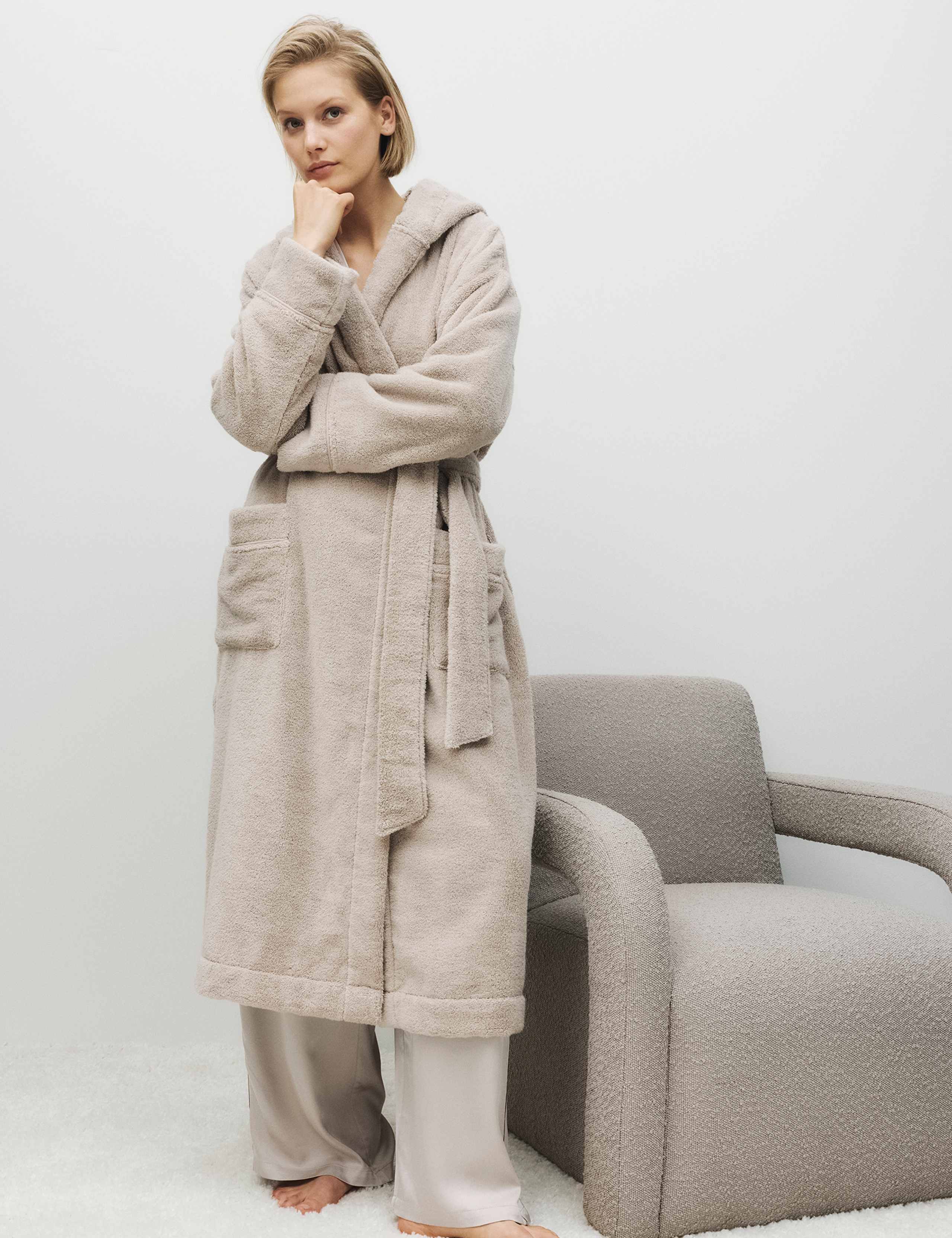 Pure Cotton Towelling Hooded Dressing Gown 4 of 5