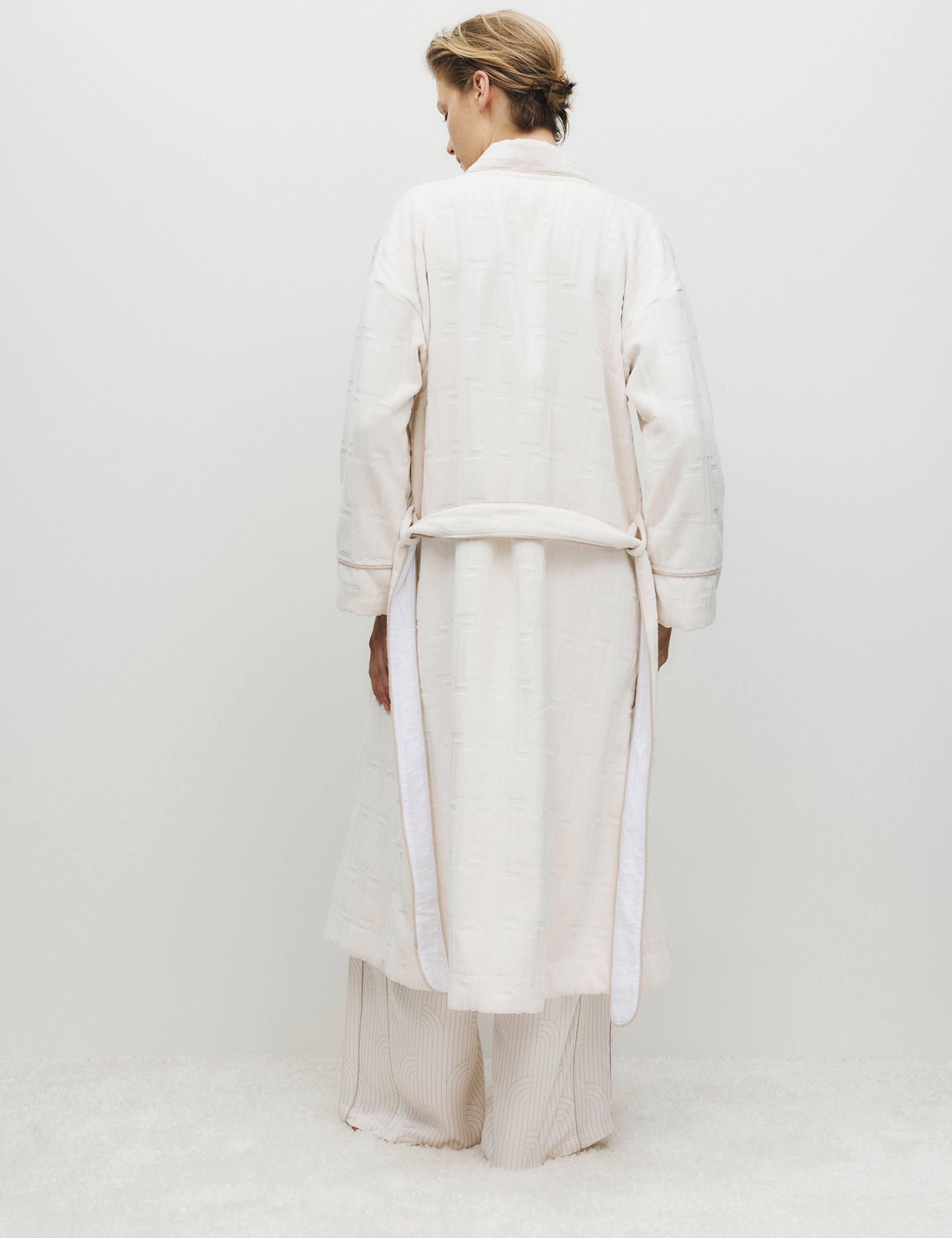 Pure Cotton Towelling Jacquard Dressing Gown 4 of 5