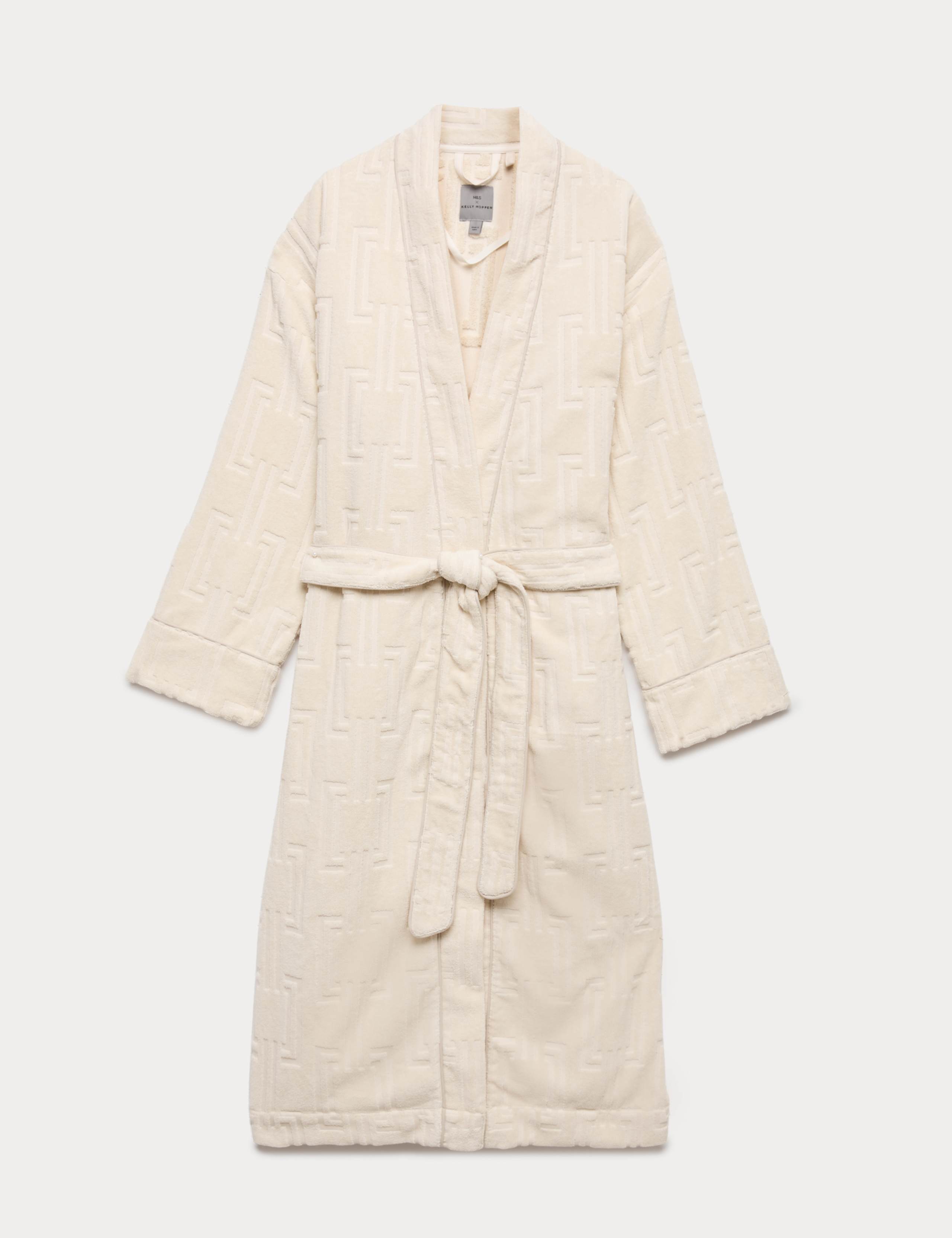 Pure Cotton Towelling Jacquard Dressing Gown 2 of 5